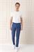 Comfort Fit Yandan Tokalı Çizgili Keten Casuel İndigo Pantolon P 1151