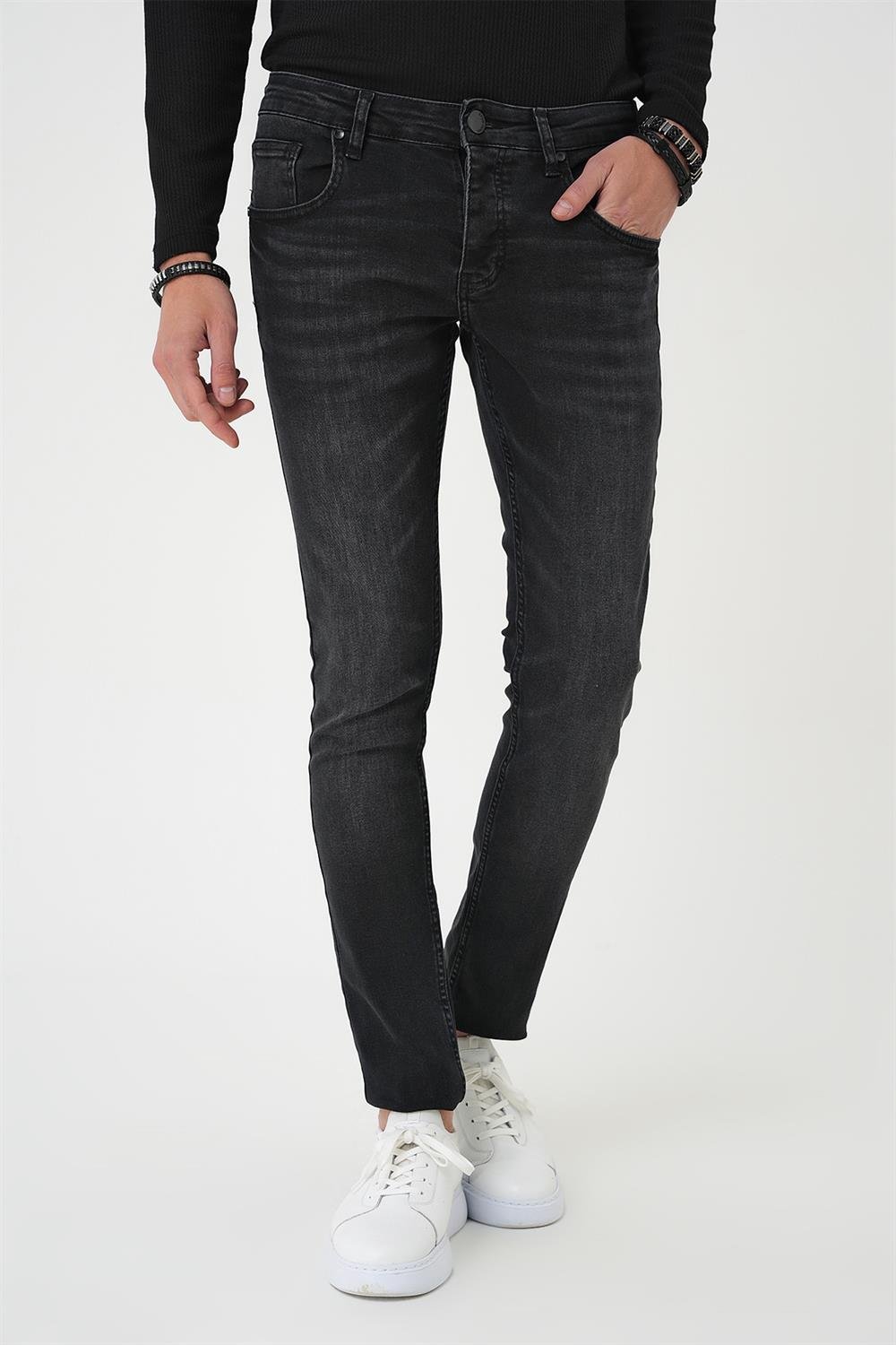 Denim 130 Slim Fit Beş Cepli Likralı Yıkamalı Siyah Jean Pantolon
