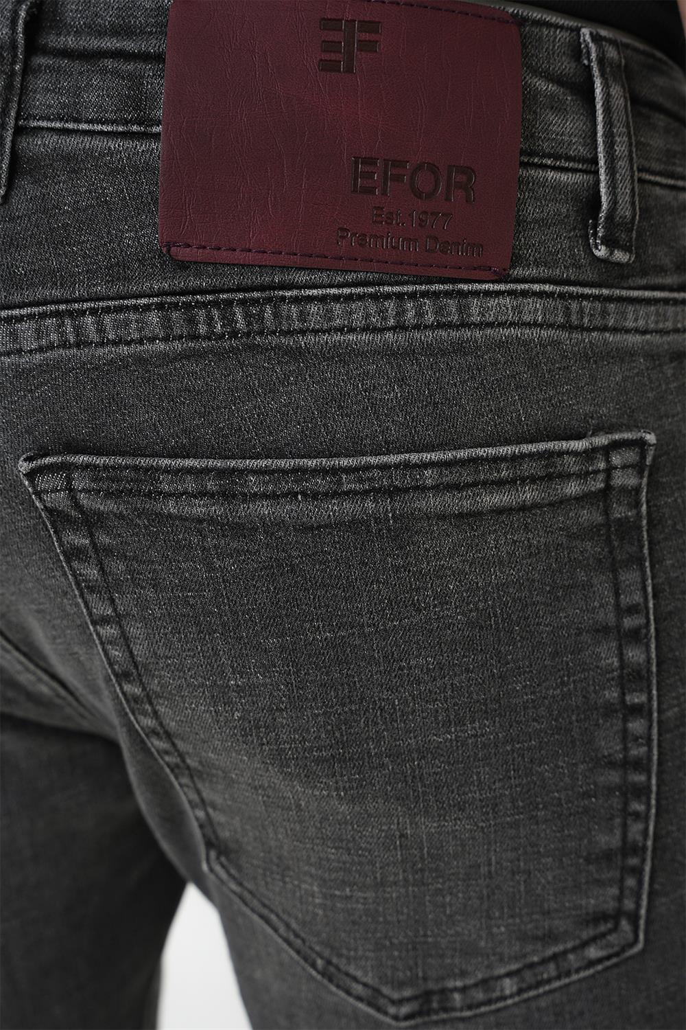 Denim 132 Slim Fit Beş Cepli Likralı Yıkamalı Antrasit Jean Pantolon