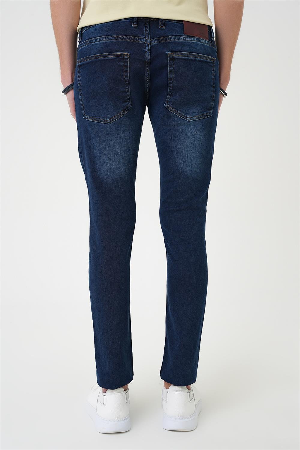 Denim 133 Slim Fit Beş Cepli Likralı Yıkamalı Koyu Mavi Jean Pantolon