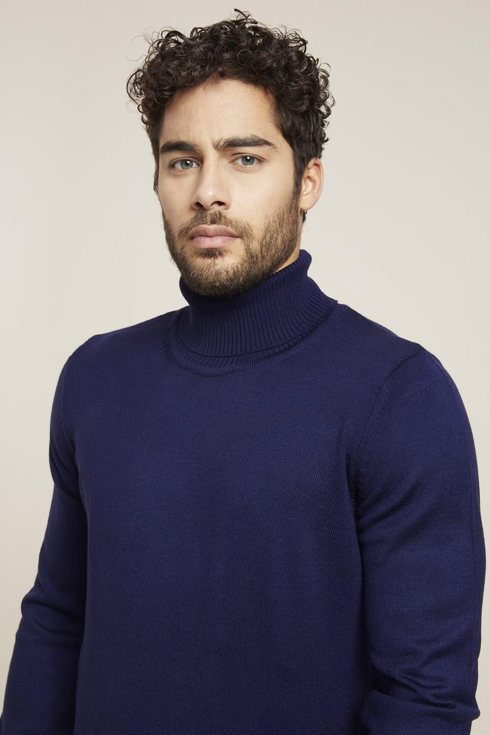 ETR 07 Slim Fit Lacivert Balıkçı Triko