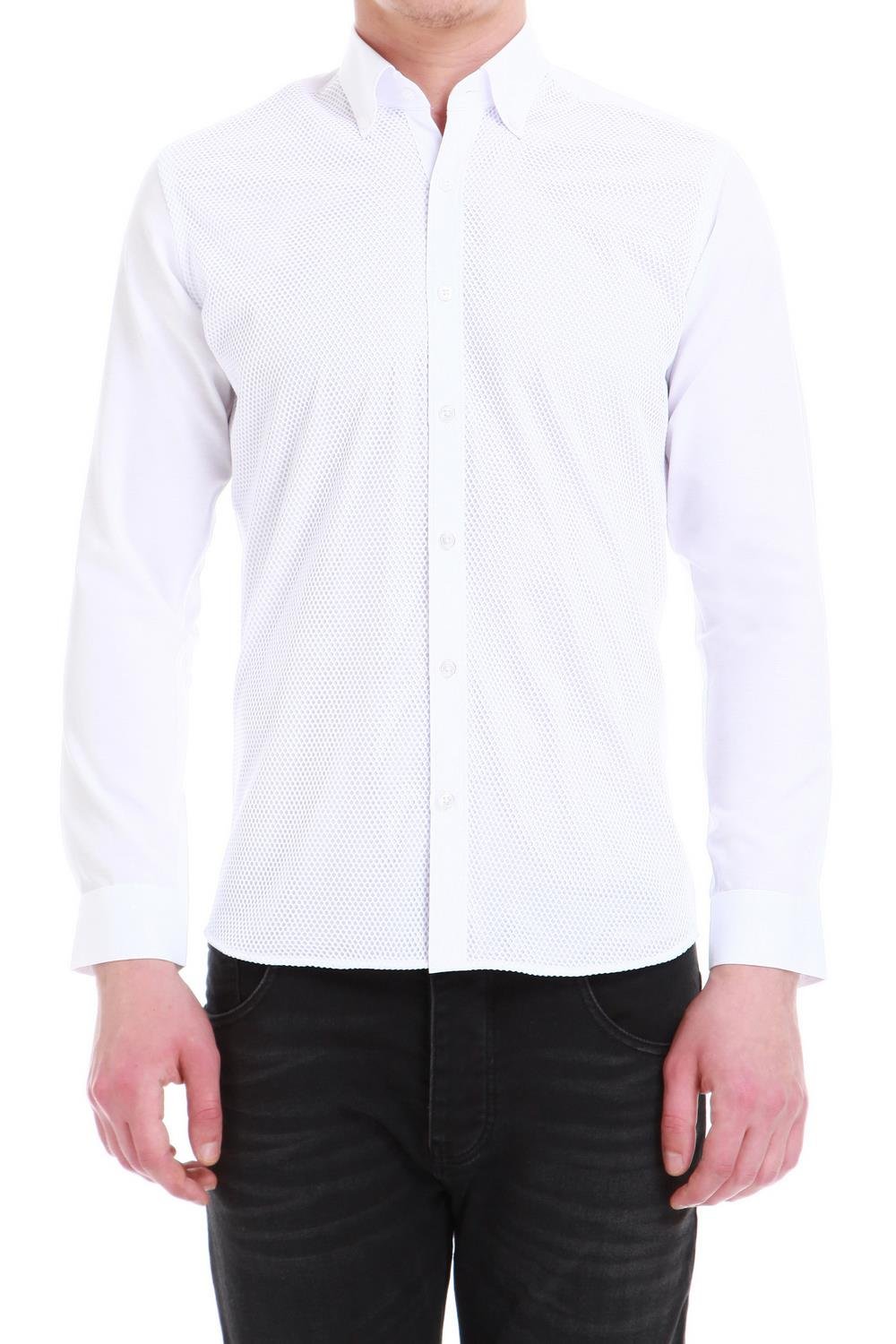 G 1397 Slim Fit Beyaz Spor Gömlek