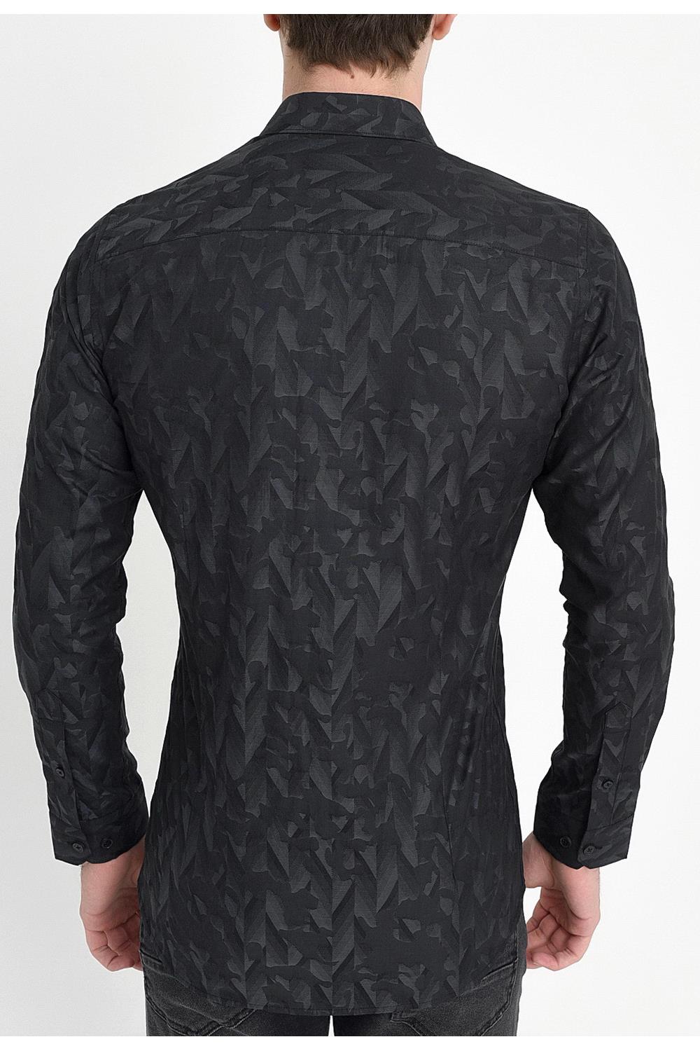 G 1417 Slim Fit Siyah Spor Gömlek