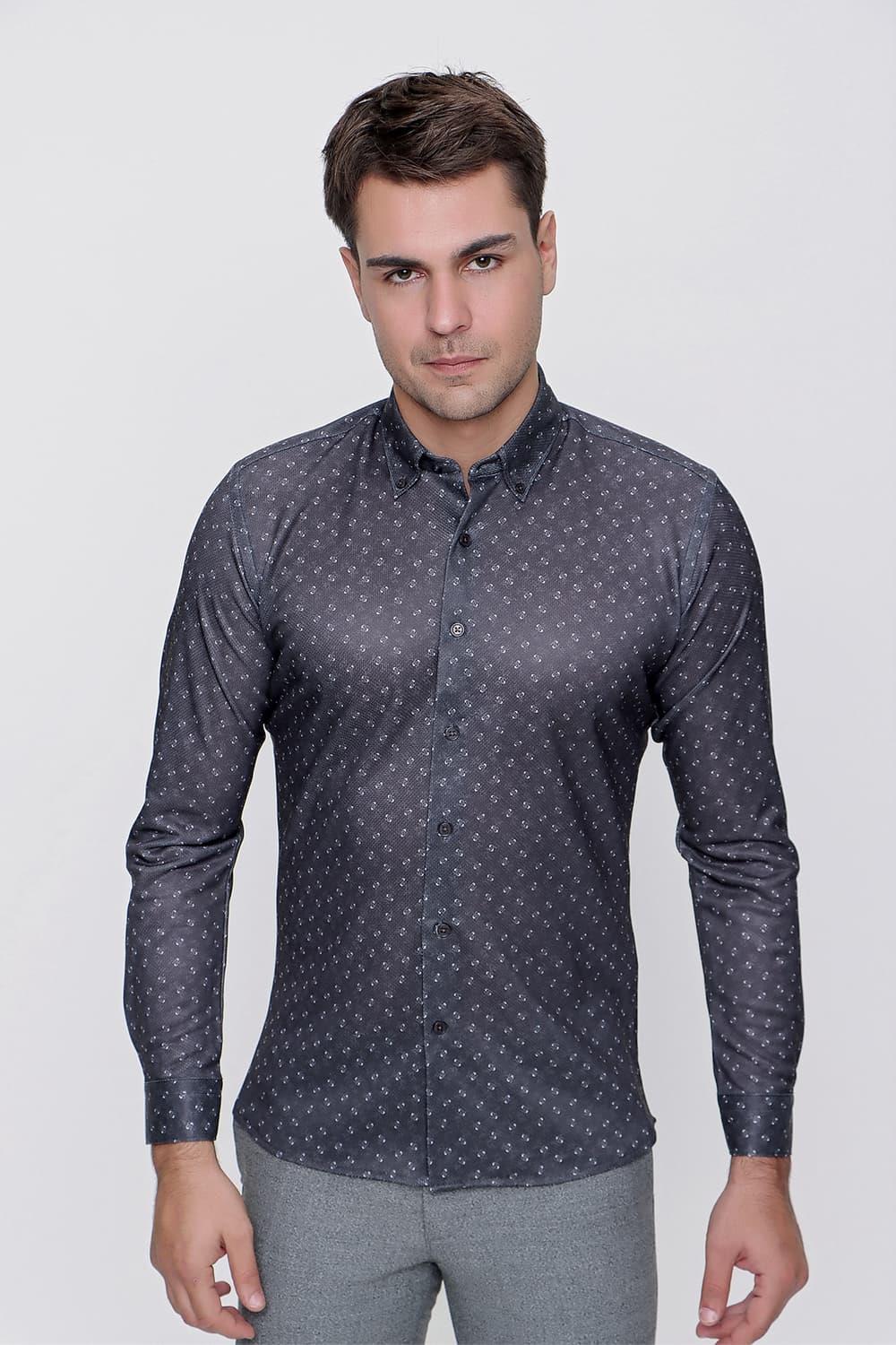 G 1447 Slim Fit Siyah Spor Gömlek