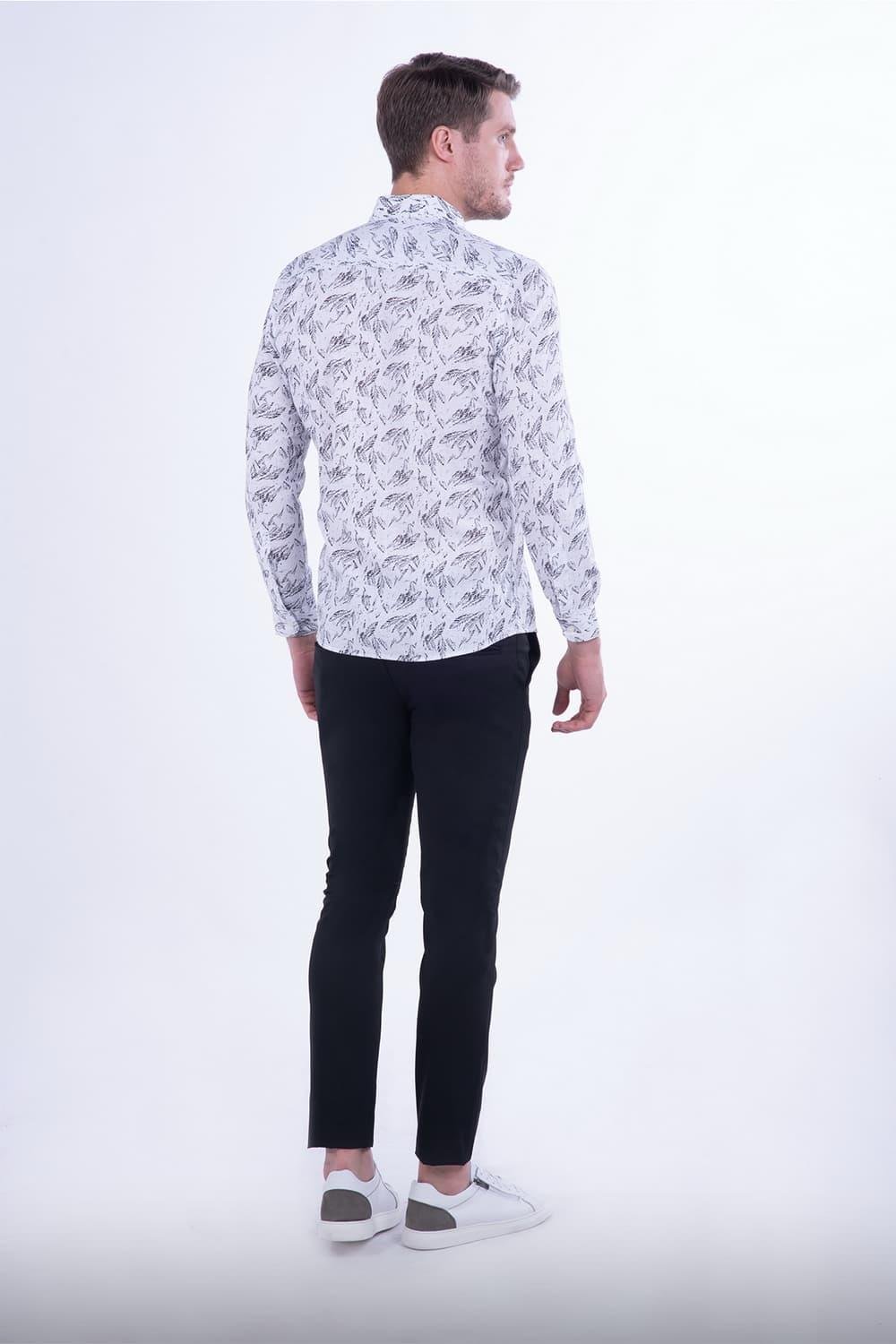 G 1455 Slim Fit Siyah-Beyaz Spor Gömlek