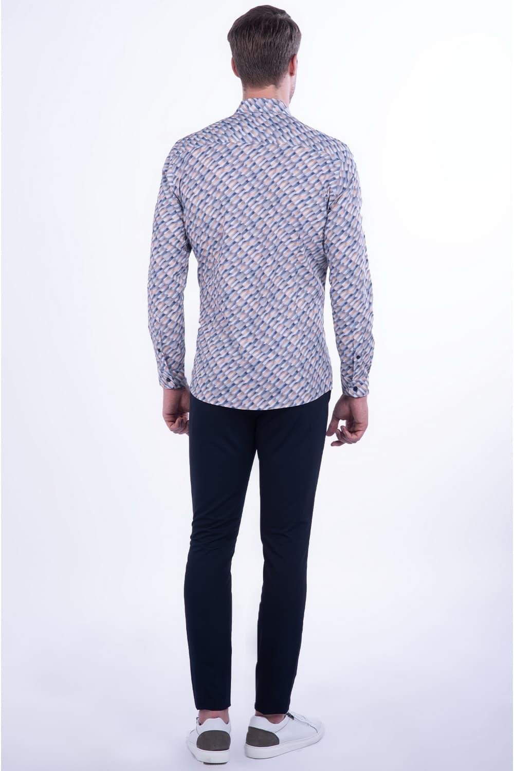 G 1457 Slim Fit Lacivert Spor Gömlek