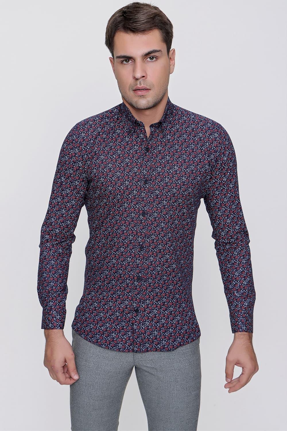 G 1475 Slim Fit Koyu Lacivert Spor Gömlek