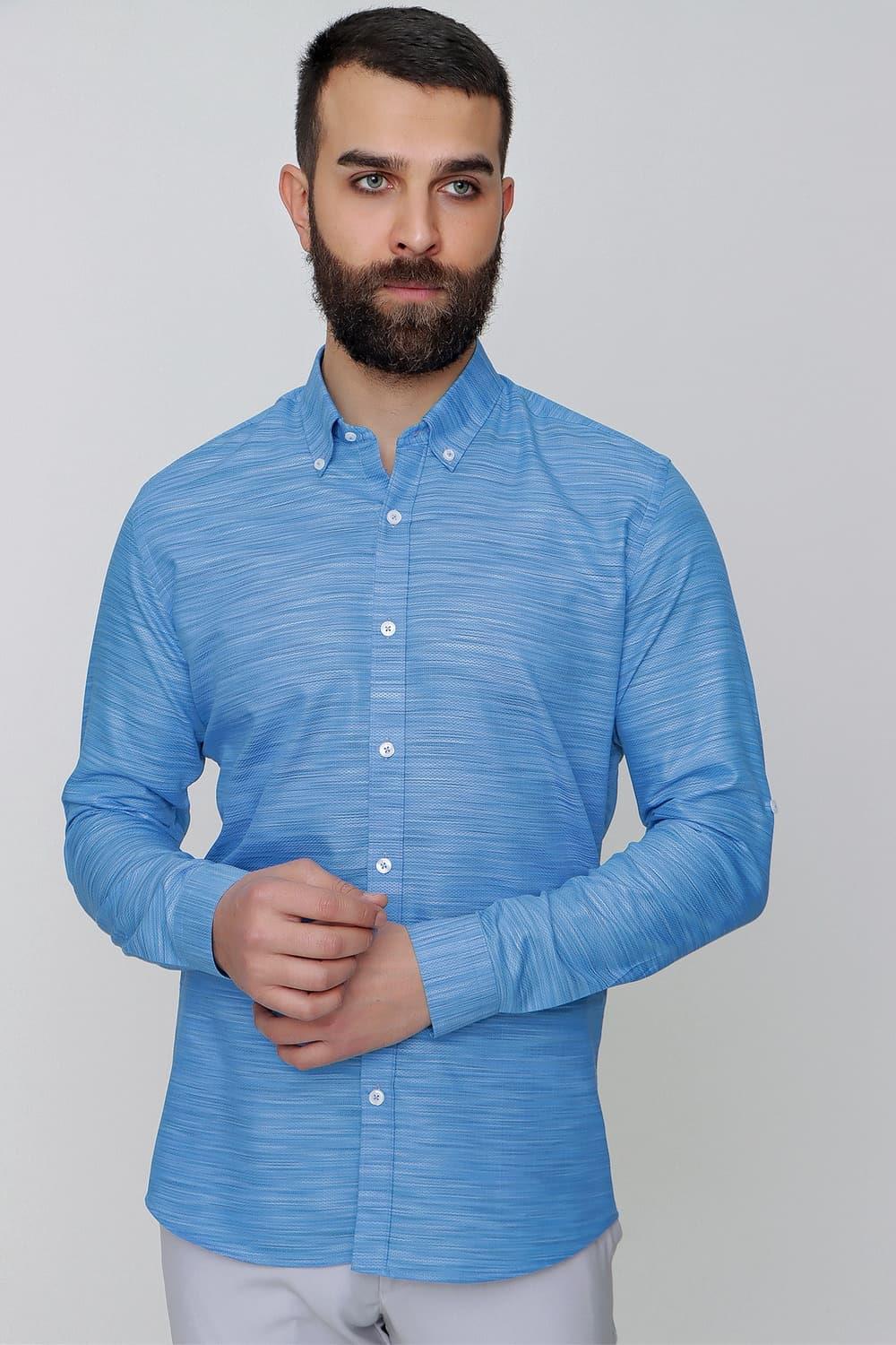 G 1489 Slim Fit Koyu Mavi Spor Gömlek