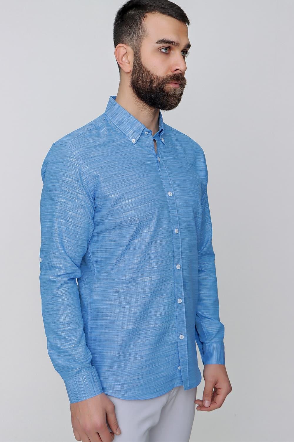 G 1489 Slim Fit Koyu Mavi Spor Gömlek