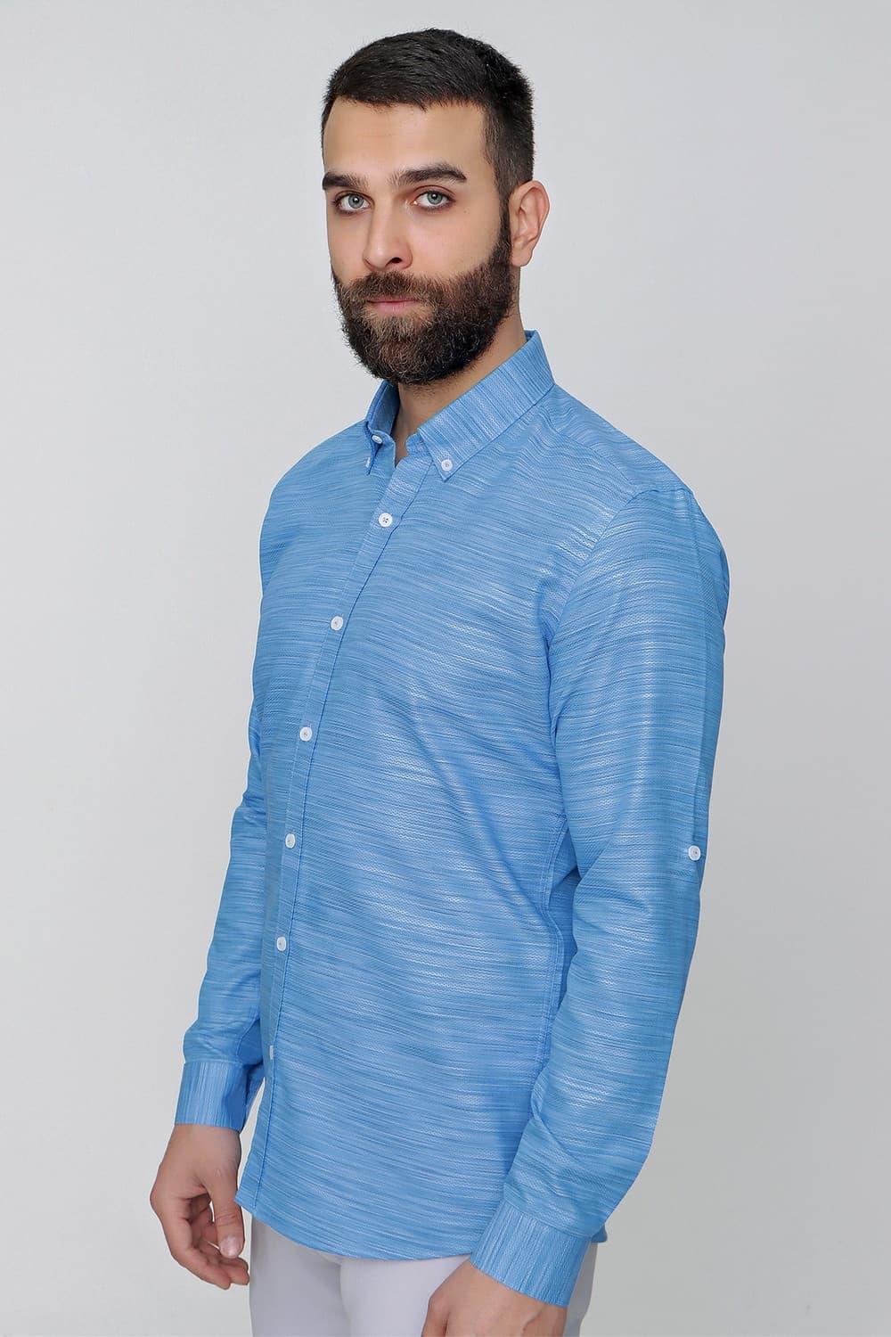 G 1489 Slim Fit Koyu Mavi Spor Gömlek