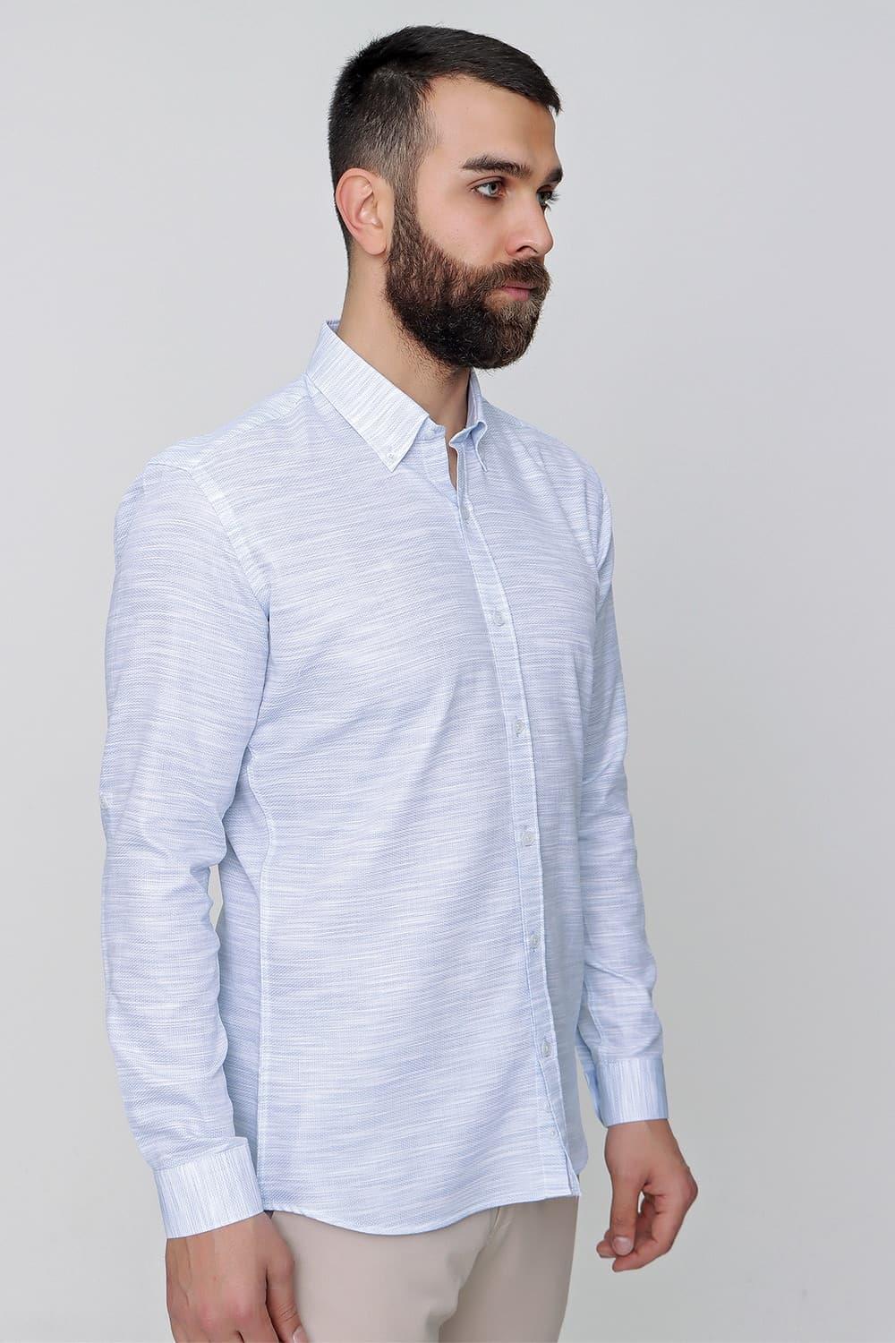 G 1489 Slim Fit Mavi Spor Gömlek