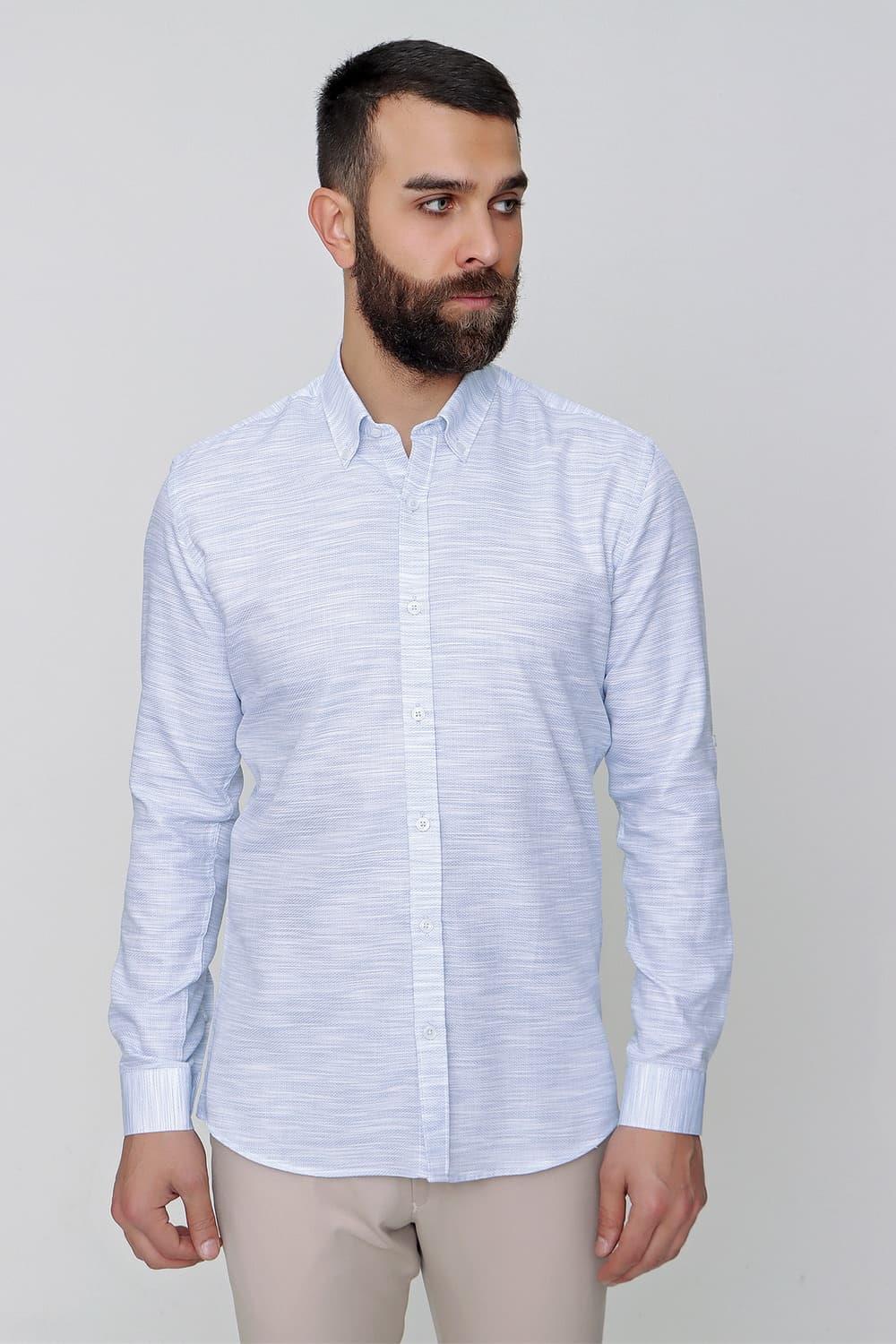 G 1489 Slim Fit Mavi Spor Gömlek