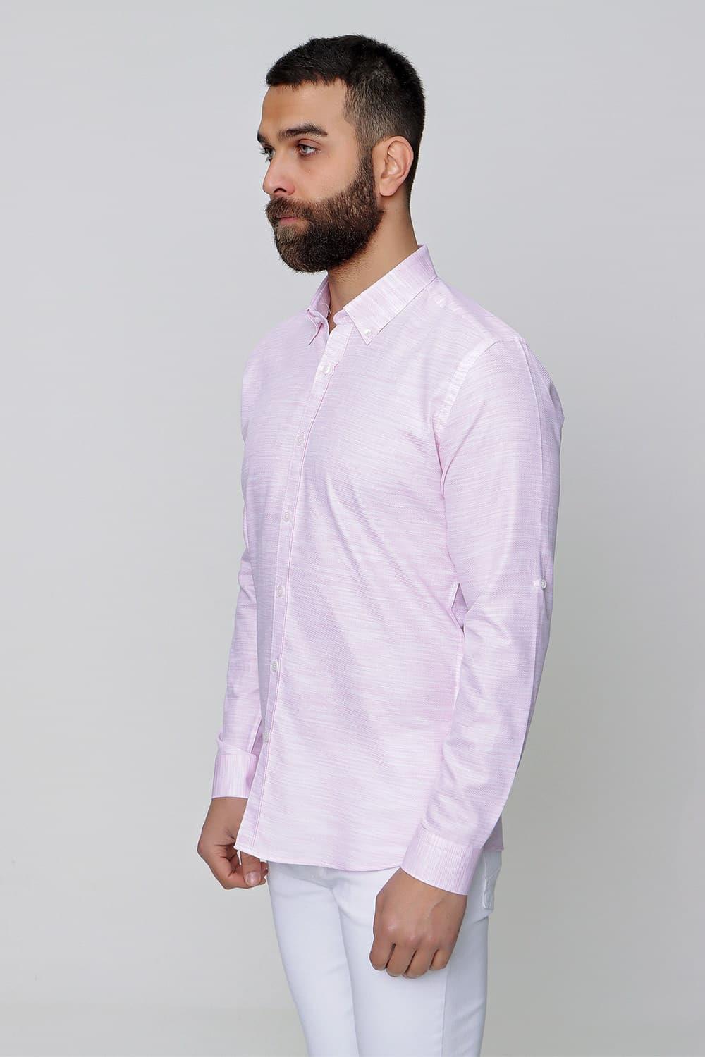 G 1489 Slim Fit Pembe Spor Gömlek