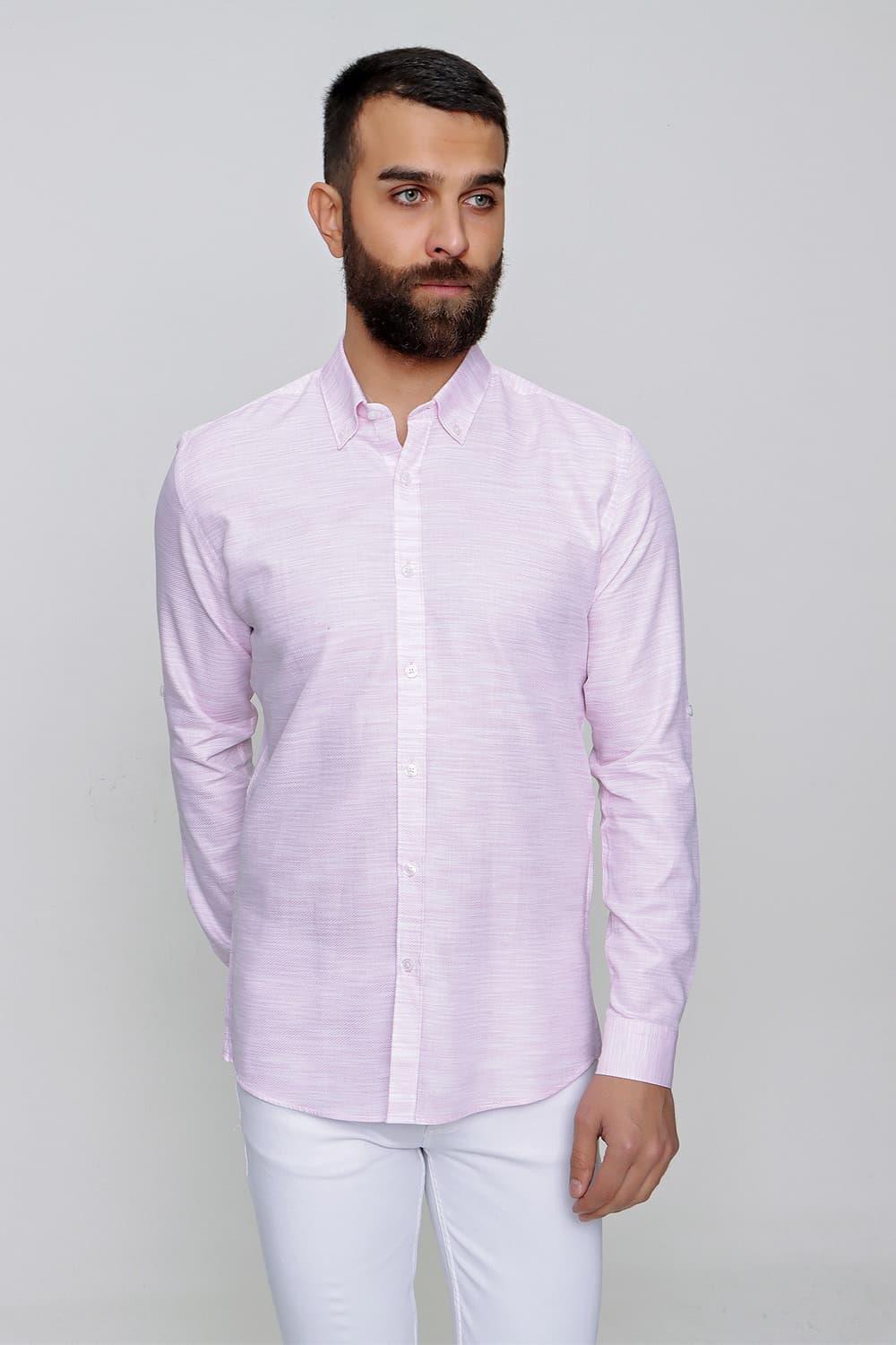G 1489 Slim Fit Pembe Spor Gömlek