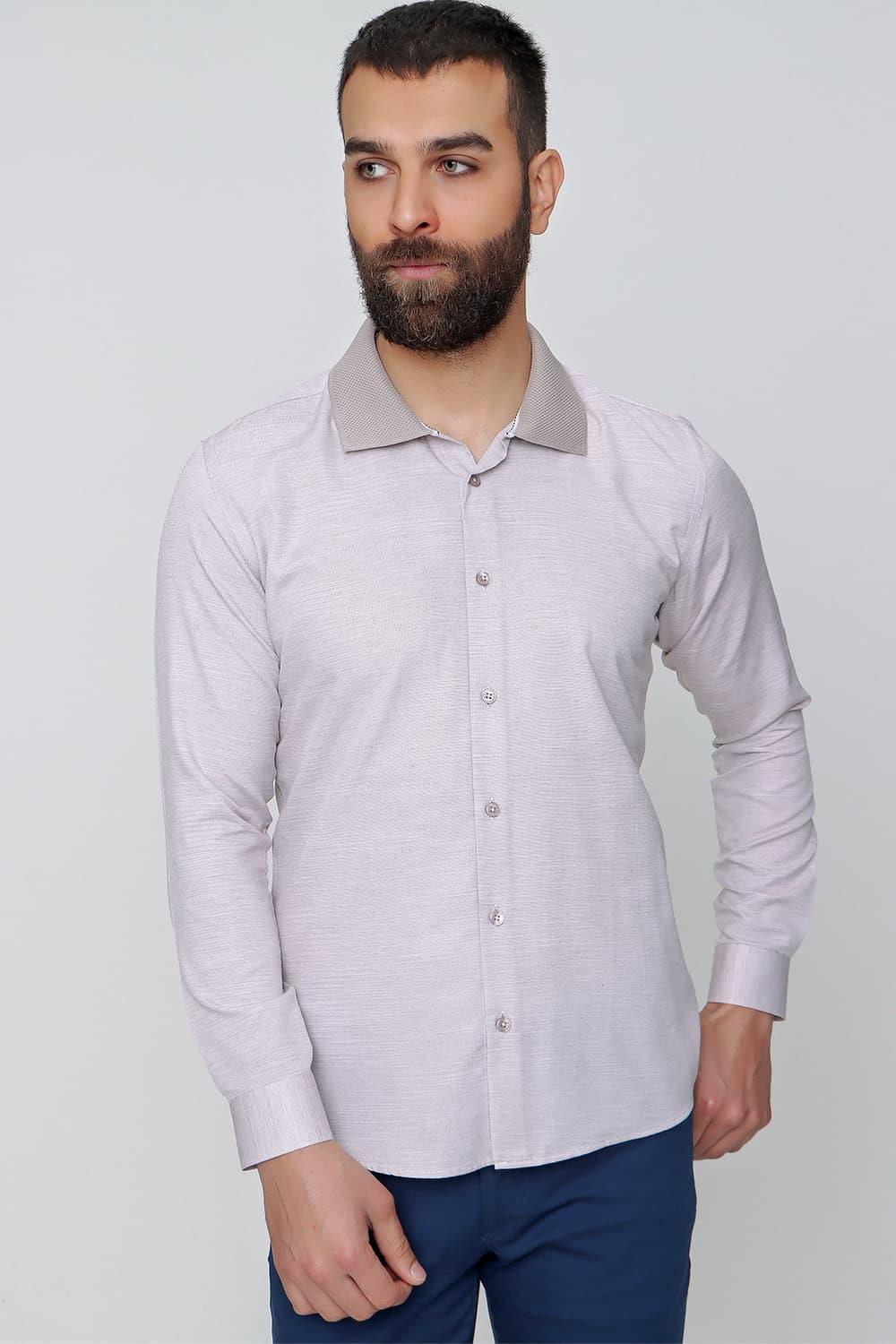 G 1491 Slim Fit Bej Spor Gömlek