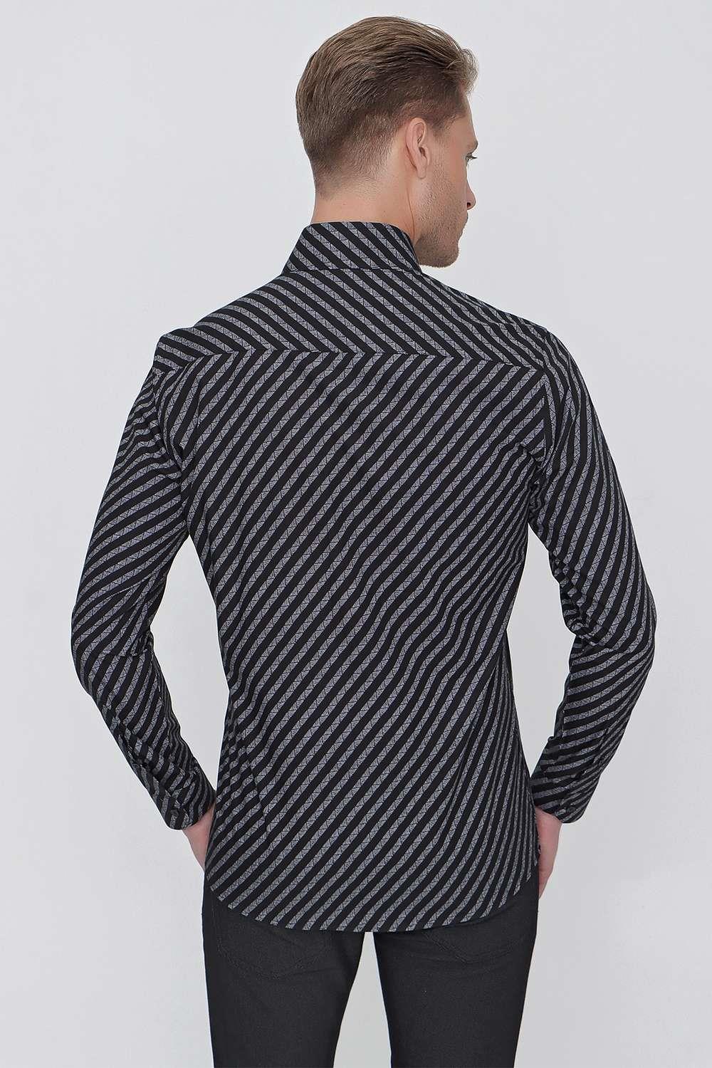 G 1517 Slim Fit Siyah Spor Gömlek