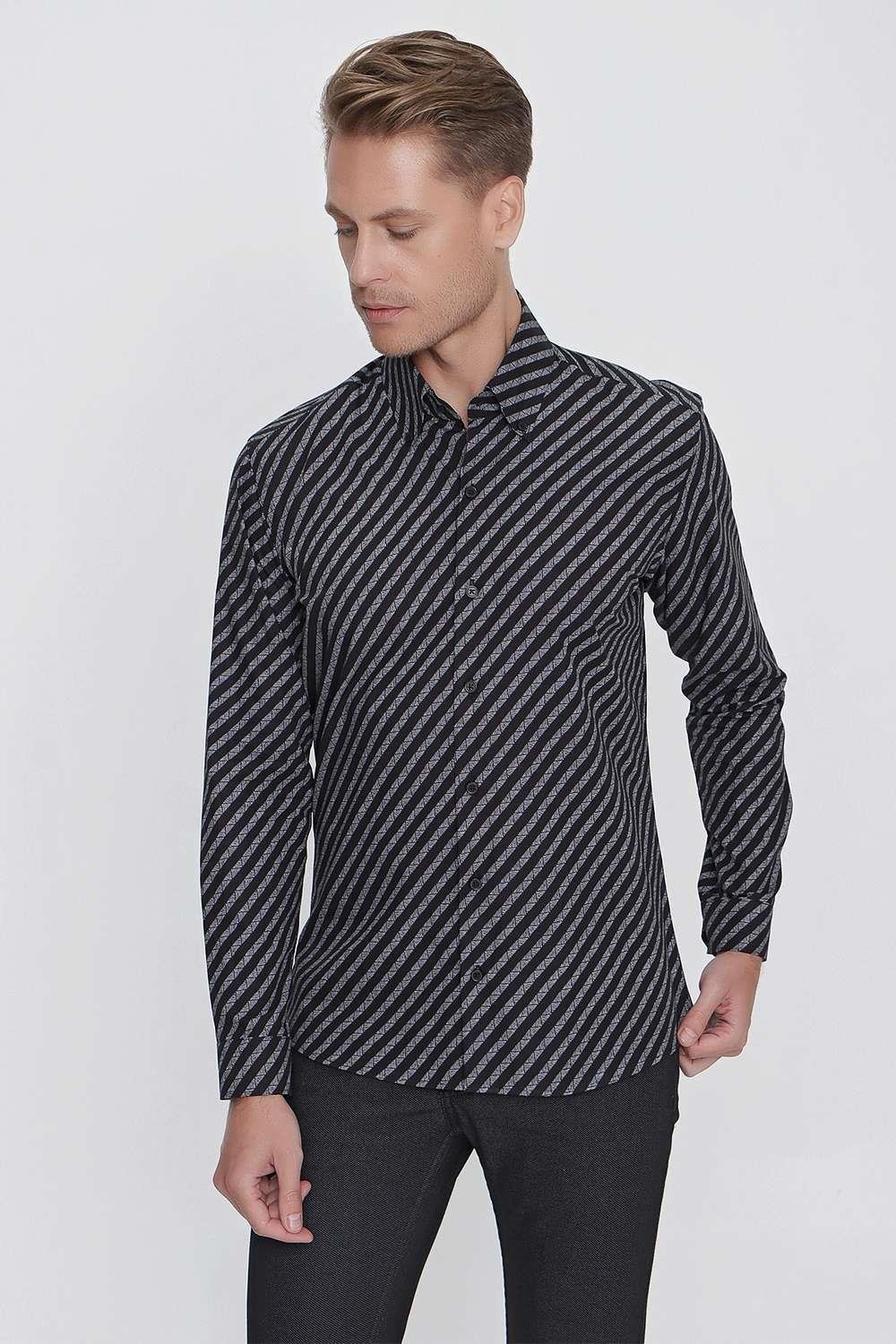 G 1517 Slim Fit Siyah Spor Gömlek