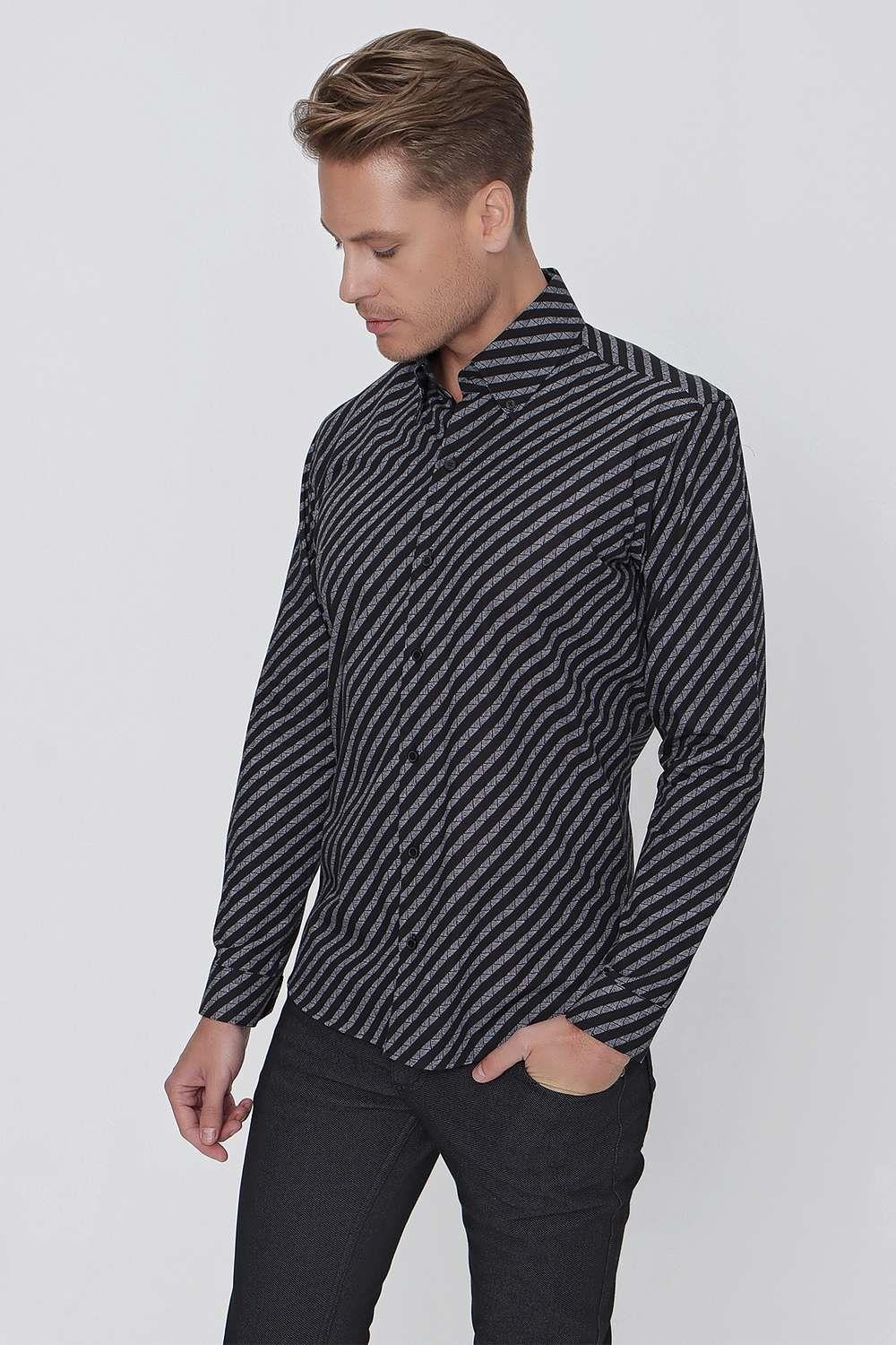 G 1517 Slim Fit Siyah Spor Gömlek