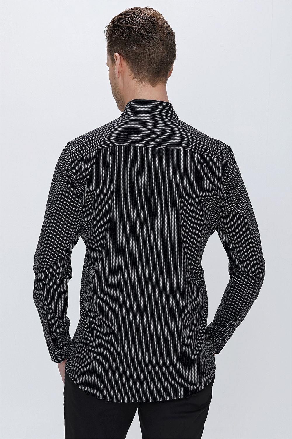 G 1519 Slim Fit Siyah Spor Gömlek