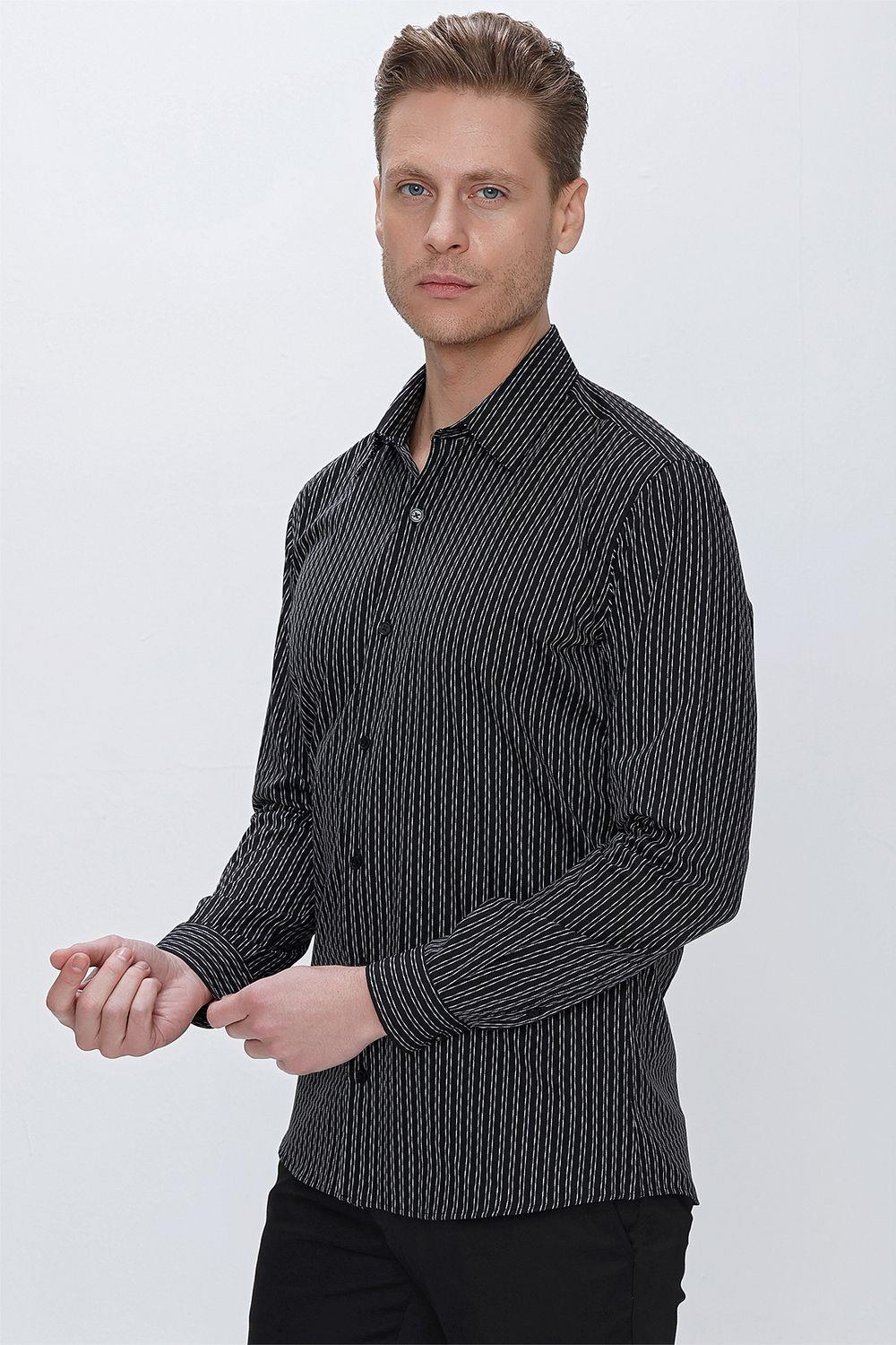 G 1519 Slim Fit Siyah Spor Gömlek