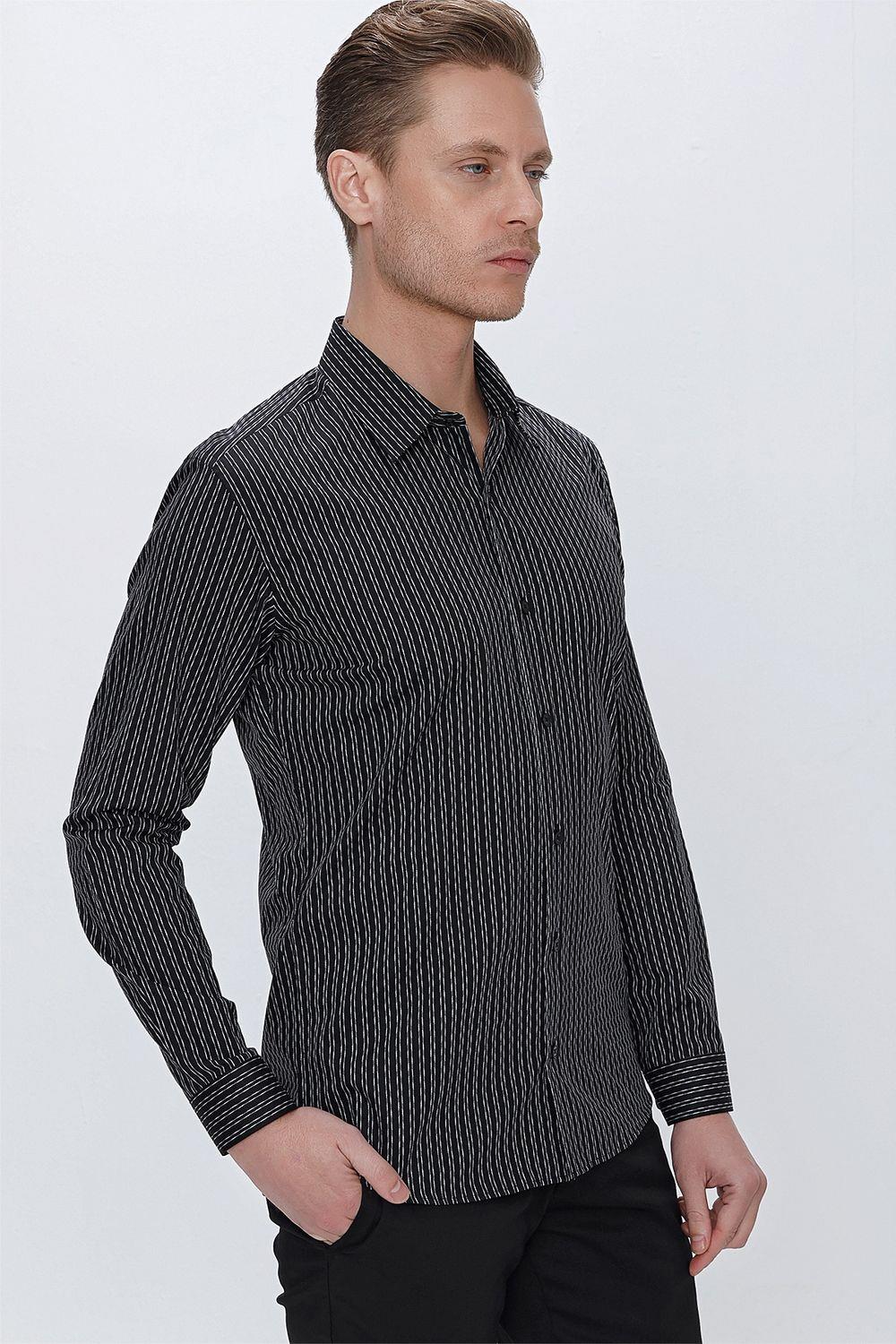 G 1519 Slim Fit Siyah Spor Gömlek