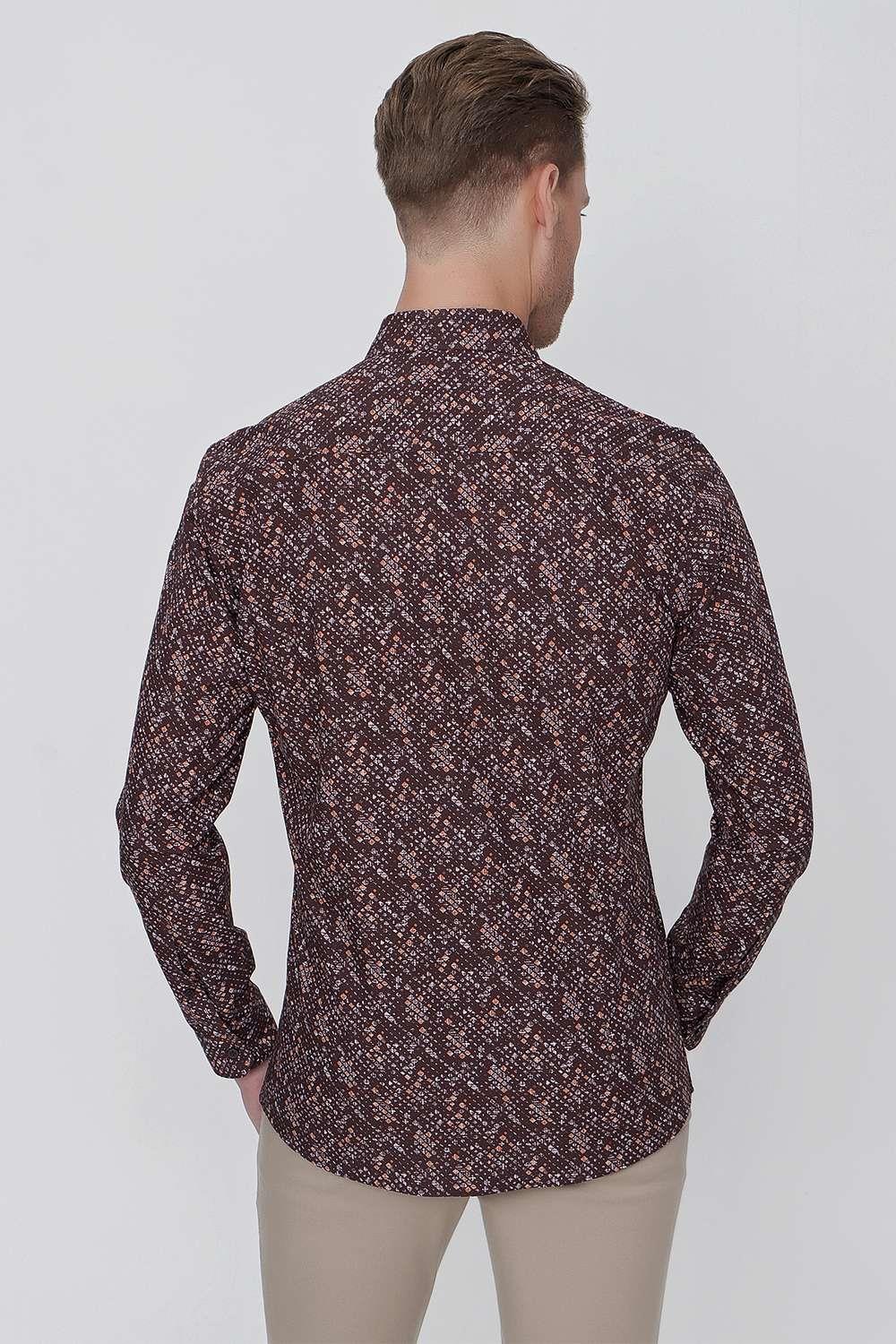 G 1520 Slim Fit Kahve Spor Gömlek