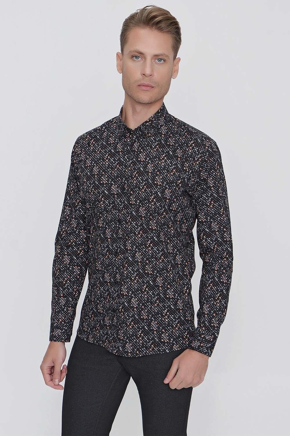 G 1520 Slim Fit Siyah Spor Gömlek