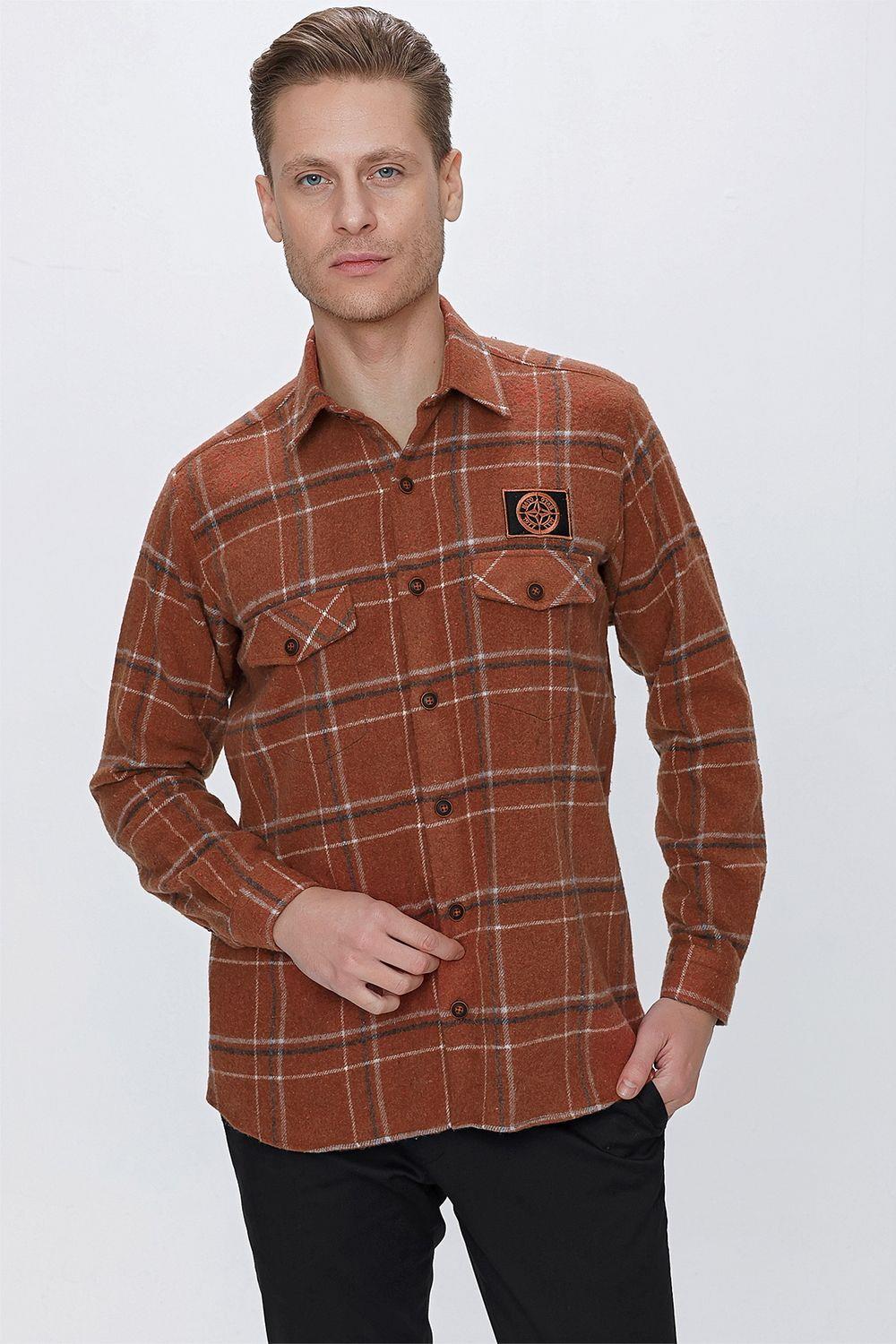 G 1522 Slim Fit Kiremit Spor Gömlek