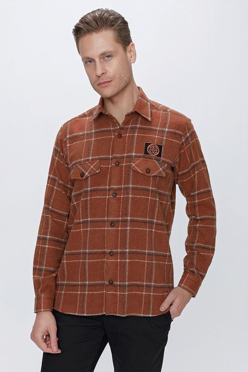 G 1522 Slim Fit Kiremit Spor Gömlek
