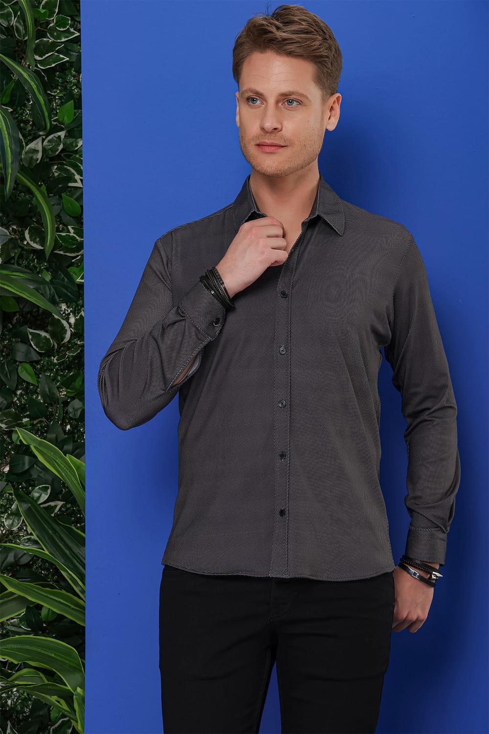 G 1524 Slim Fit Siyah Spor Gömlek
