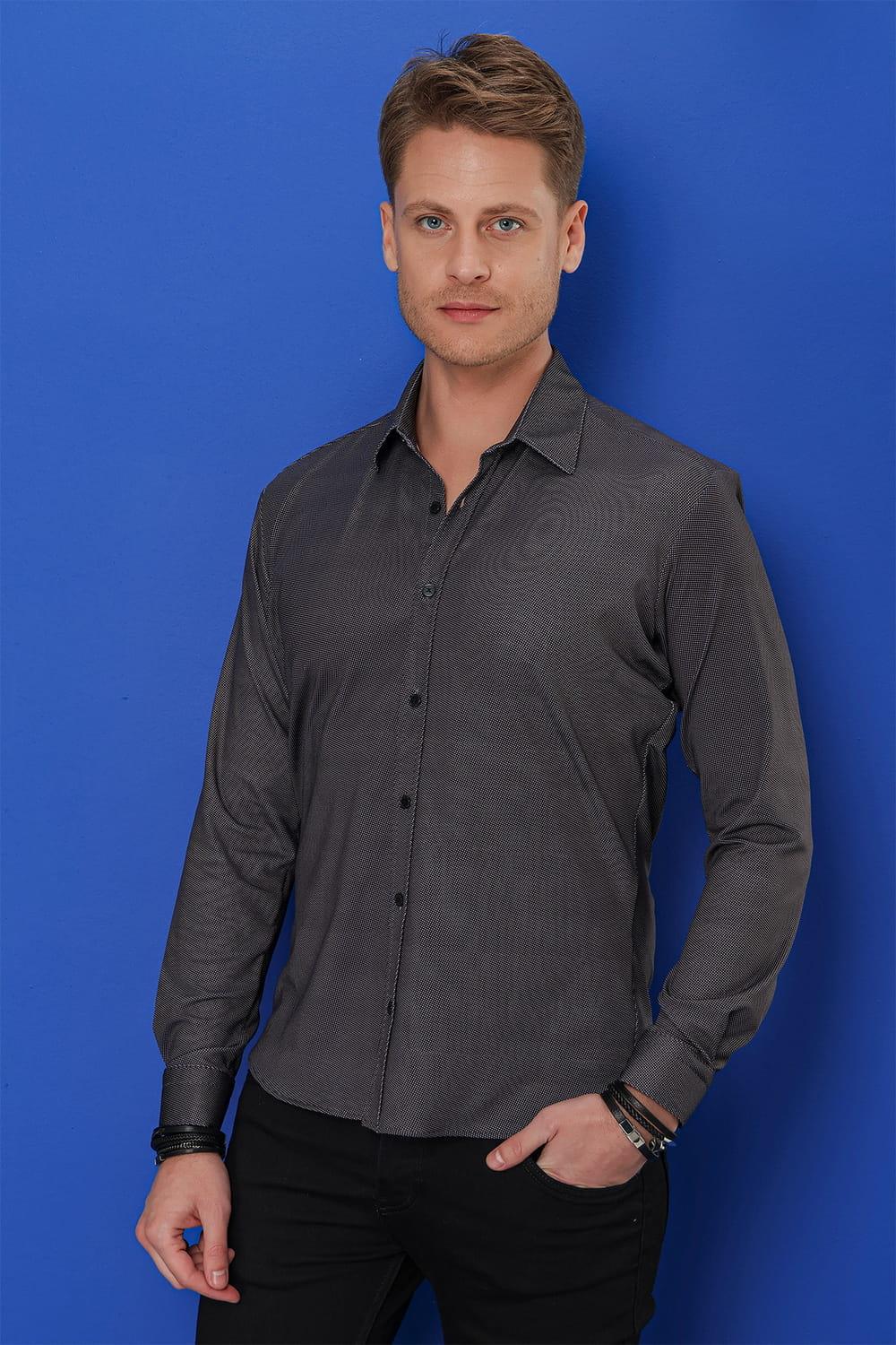 G 1524 Slim Fit Siyah Spor Gömlek