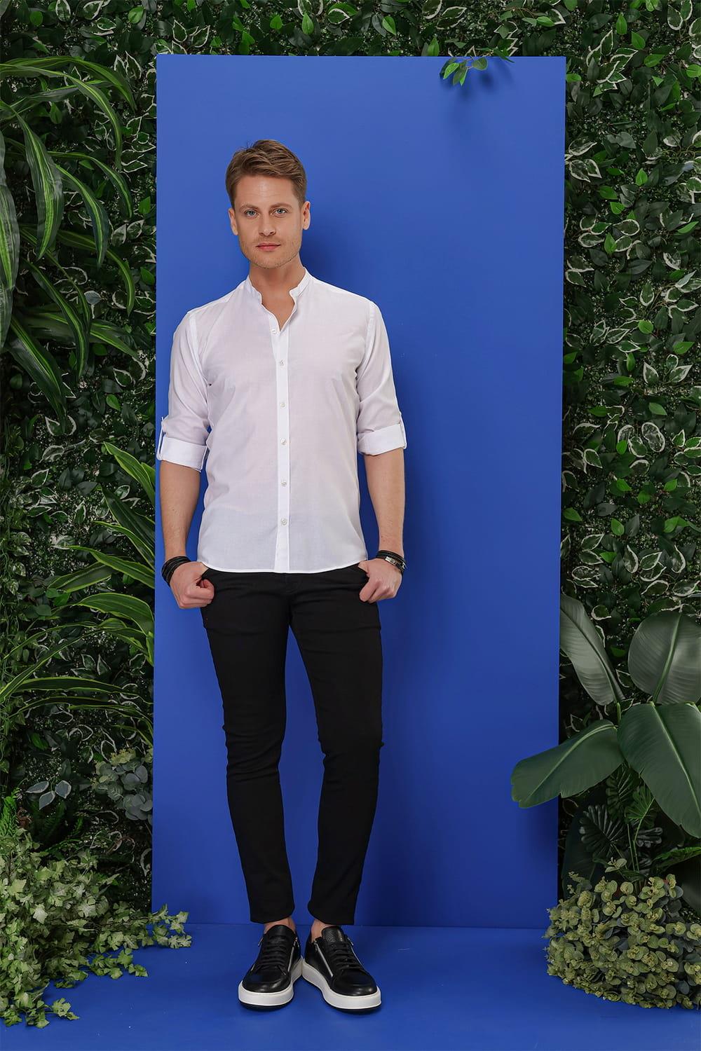 G 1530 Slim Fit Beyaz Spor Gömlek