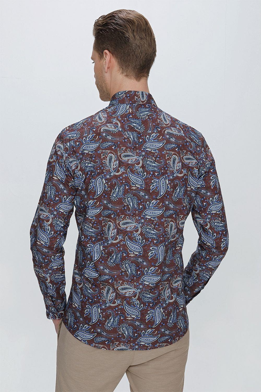G 1531 Slim Fit Kahve Spor Gömlek