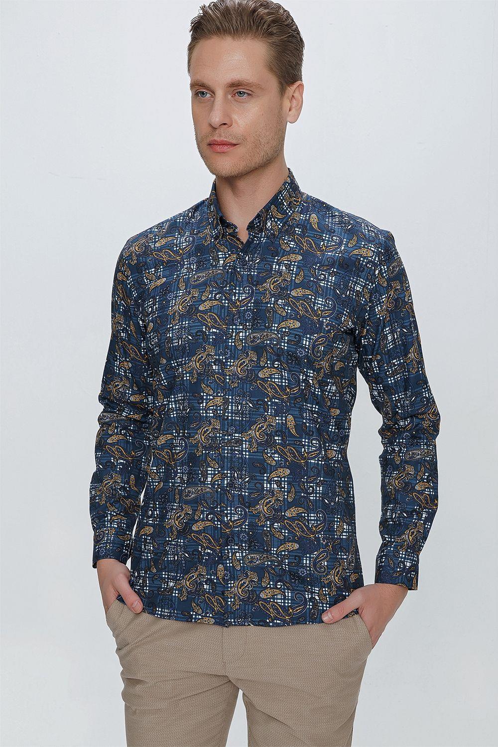 G 1531 Slim Fit Koyu Mavi Spor Gömlek
