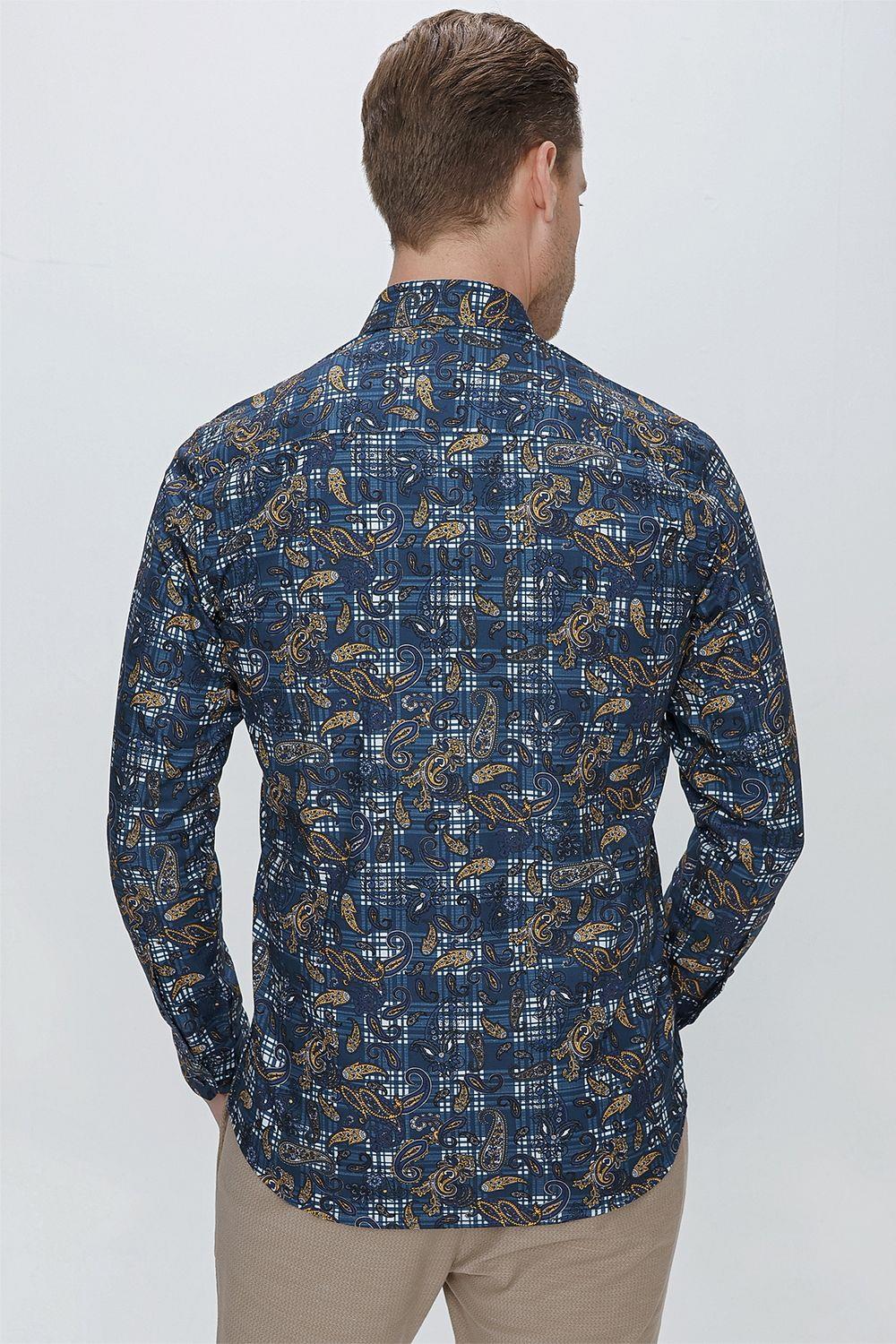 G 1531 Slim Fit Koyu Mavi Spor Gömlek