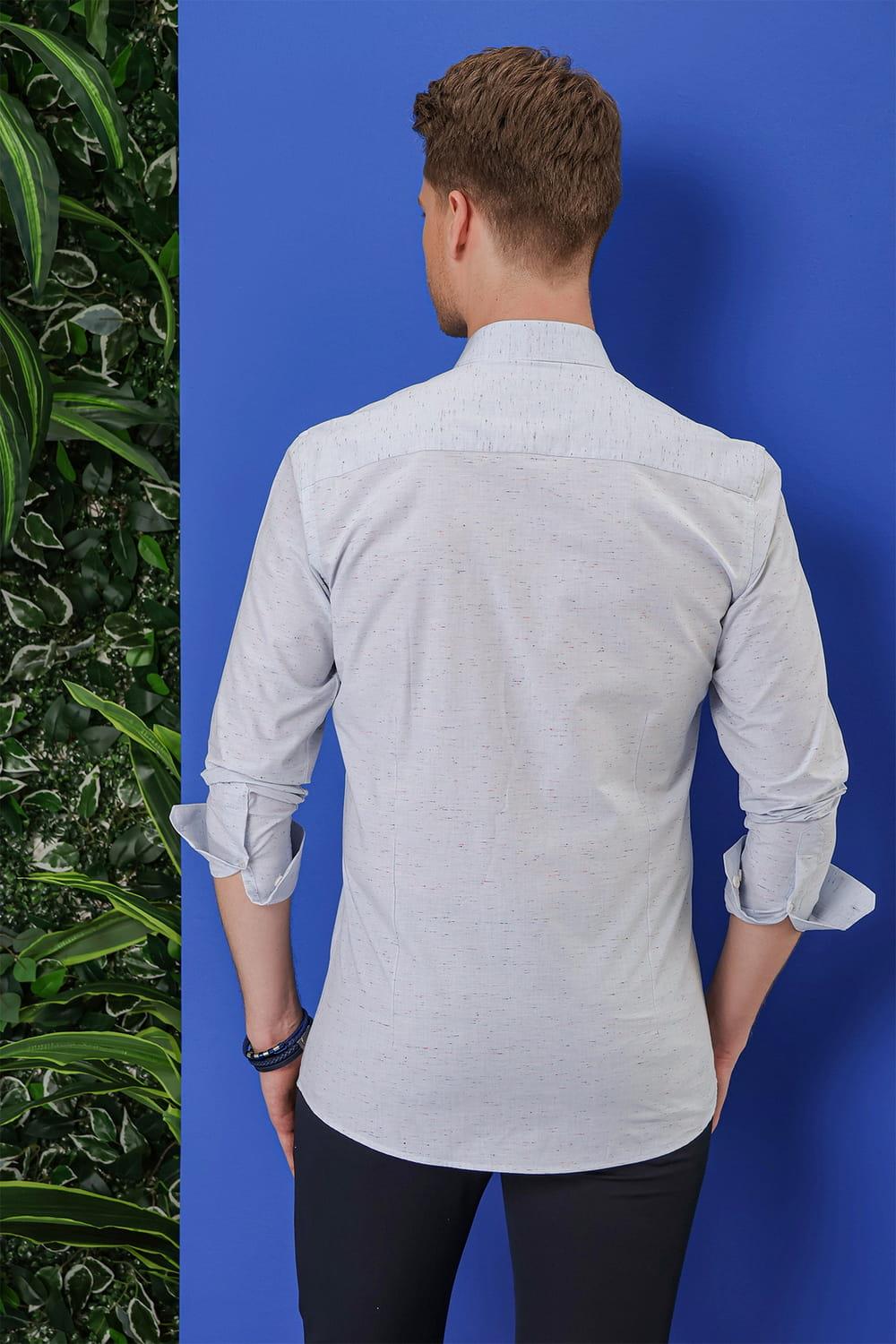G 1532 Slim Fit Mavi Klasik Gömlek