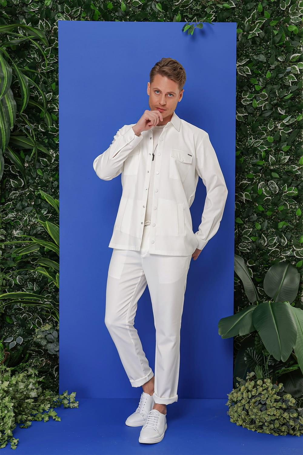 G 1534 Slim Fit Ekru Klasik Gömlek
