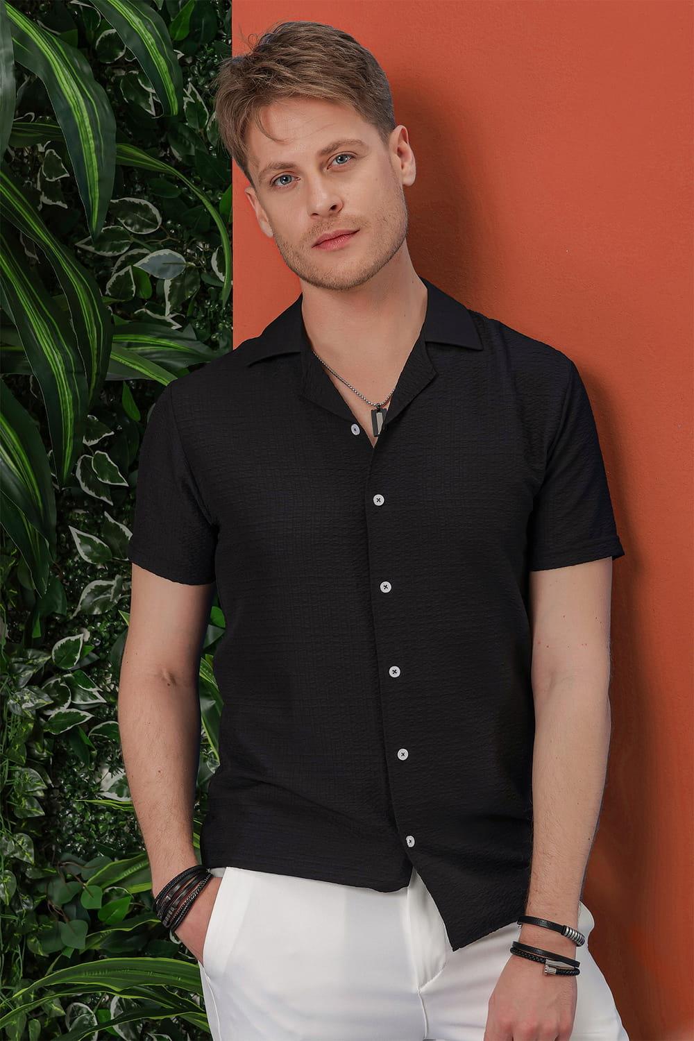 G 1536 Slim Fit Siyah Klasik Gömlek