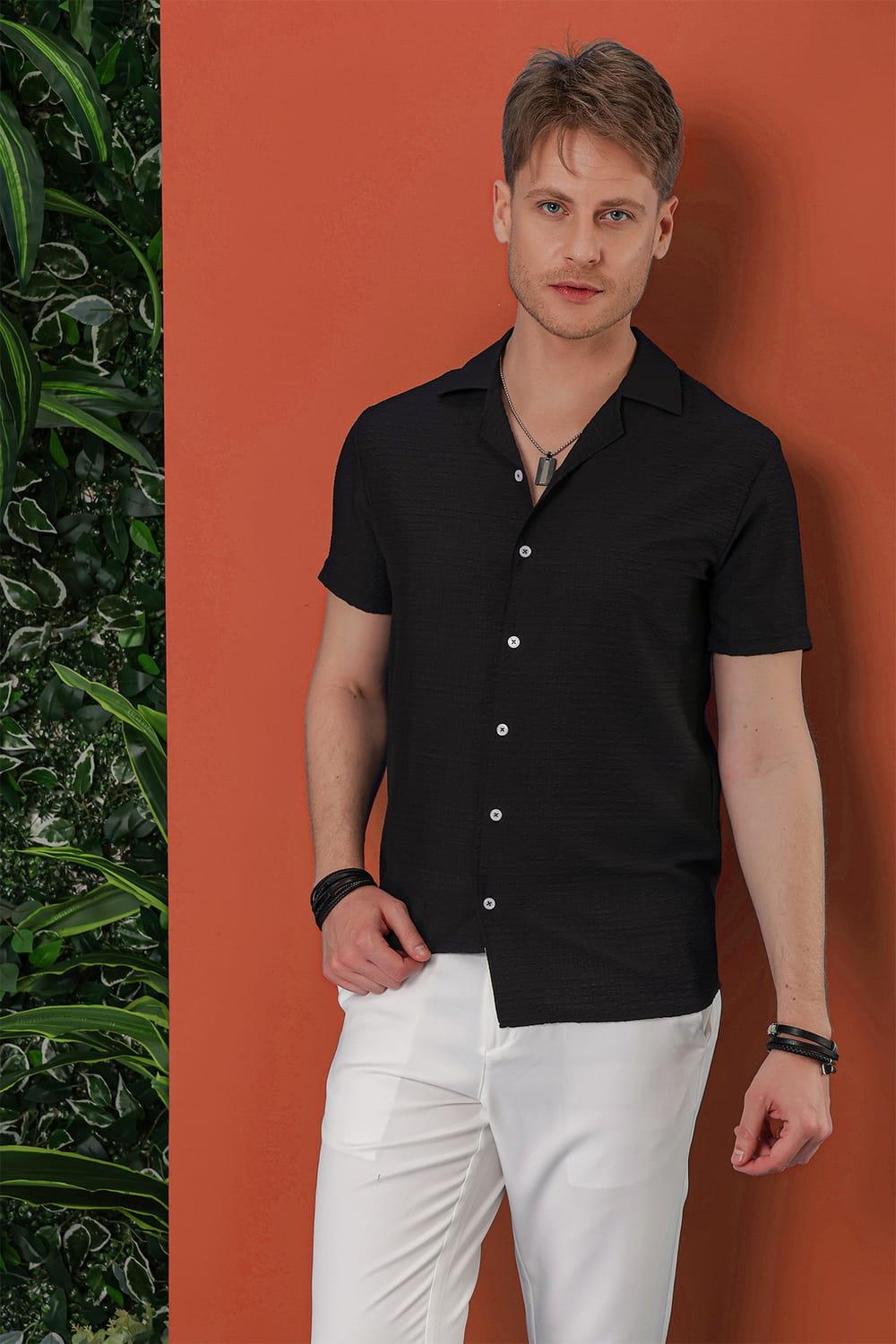 G 1536 Slim Fit Siyah Klasik Gömlek
