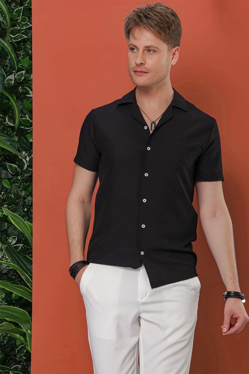 G 1536 Slim Fit Siyah Klasik Gömlek
