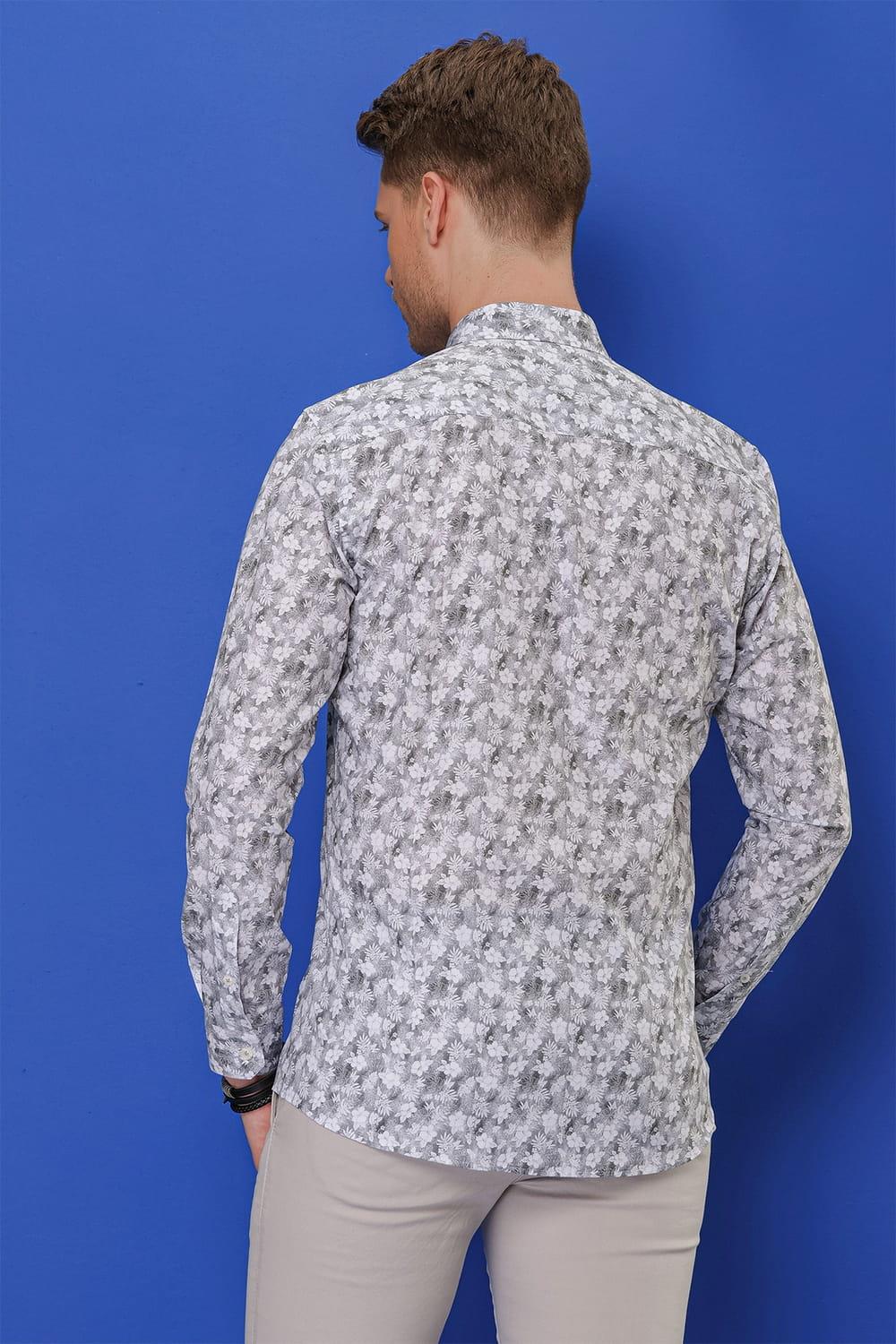 G 1542 Slim Fit Gri Klasik Gömlek