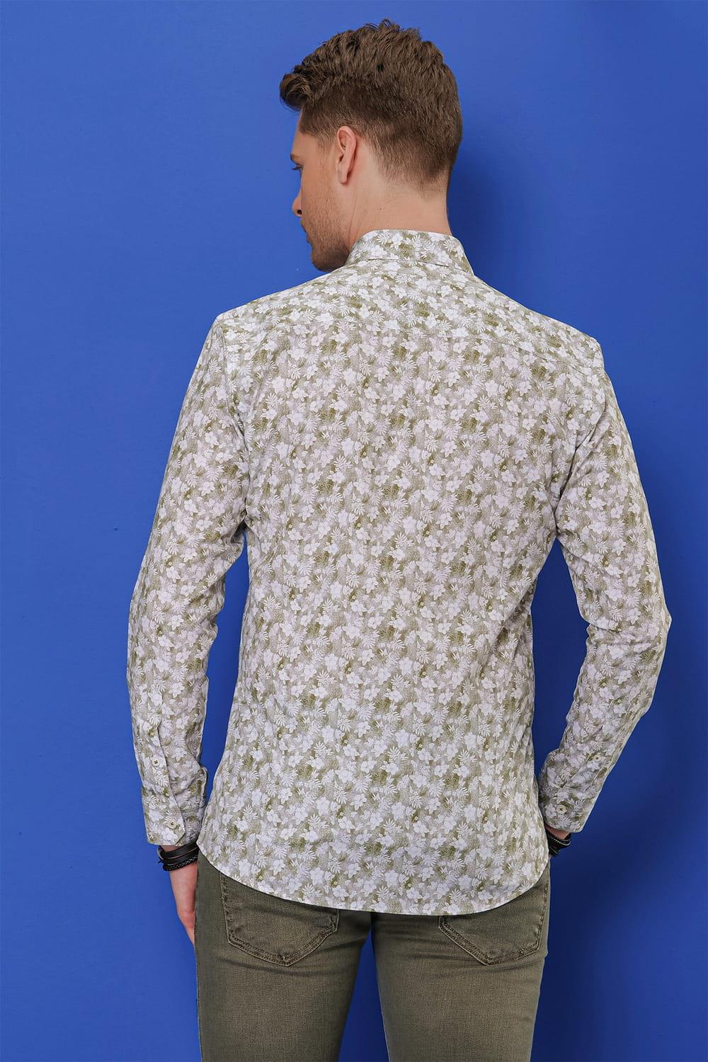 G 1542 Slim Fit Haki Klasik Gömlek