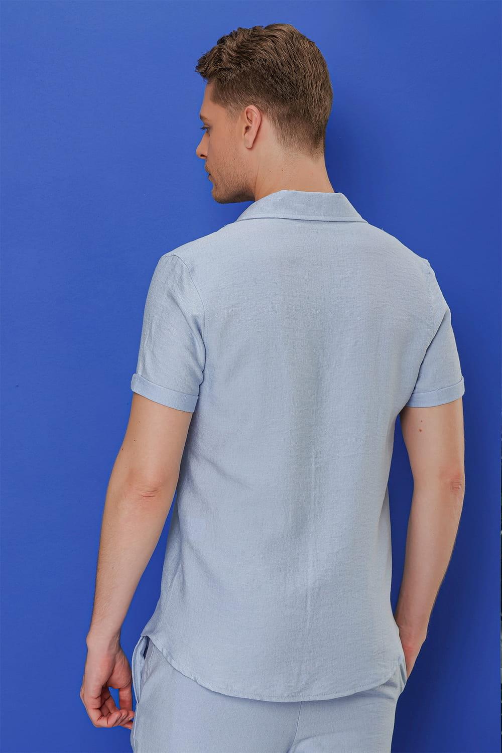 G 1549 Slim Fit Mavi Klasik Gömlek