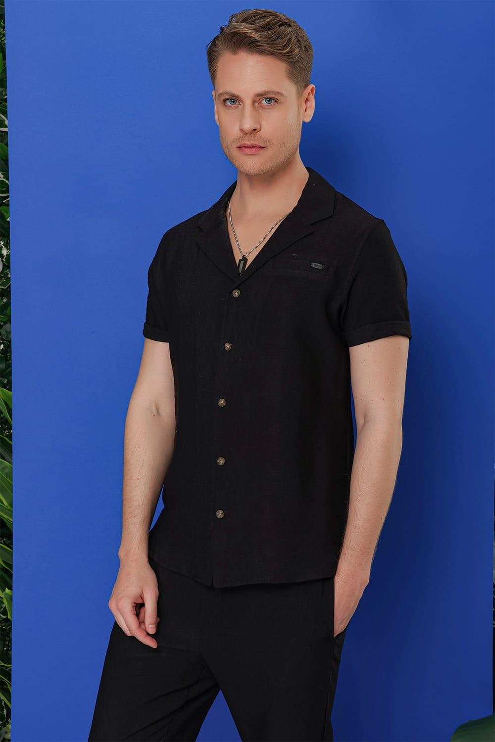 G 1549 Slim Fit Siyah Klasik Gömlek