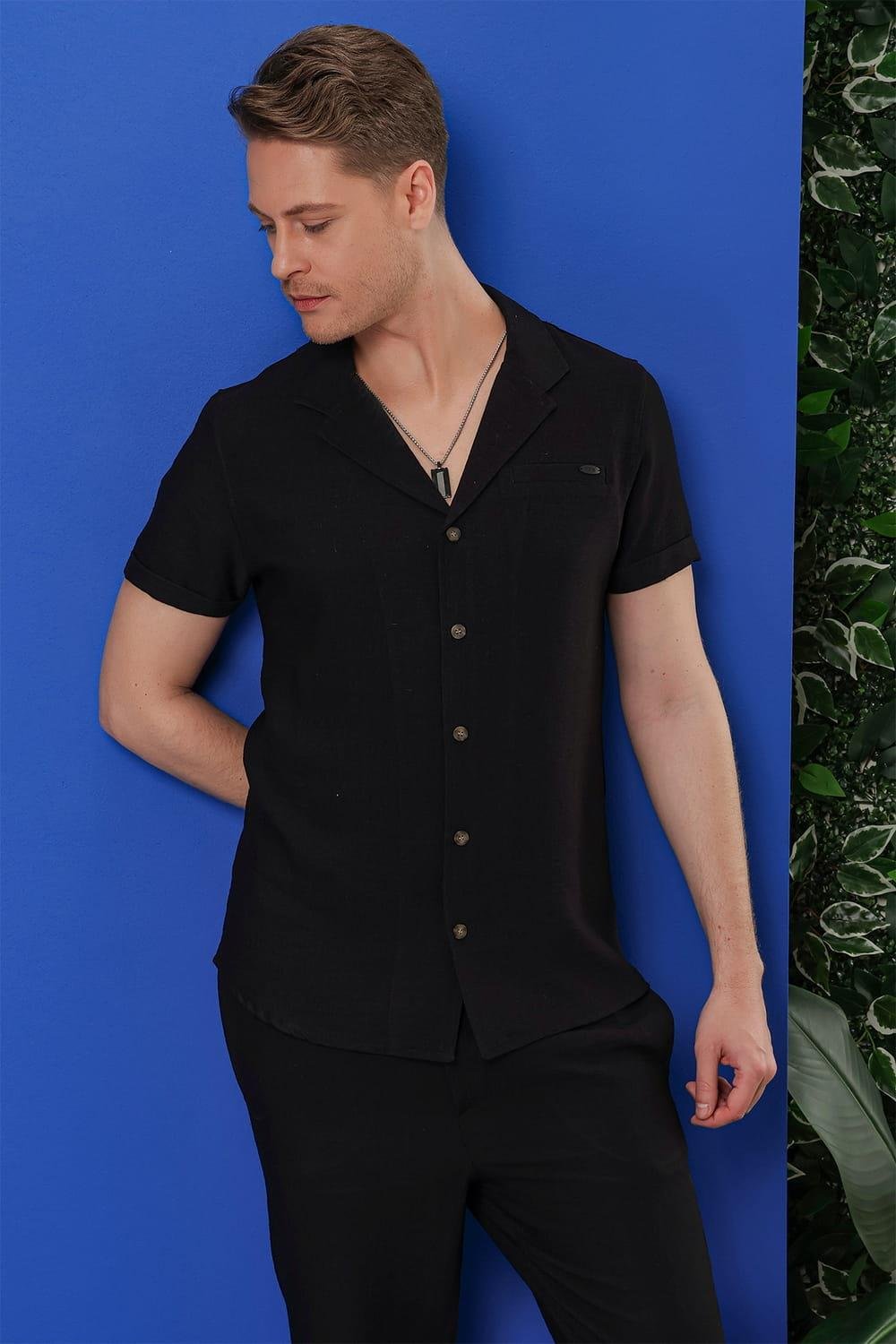 G 1549 Slim Fit Siyah Klasik Gömlek
