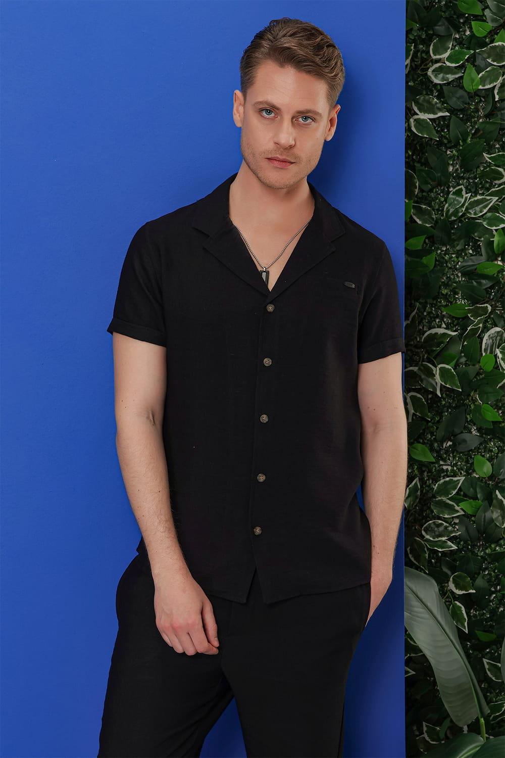 G 1549 Slim Fit Siyah Klasik Gömlek