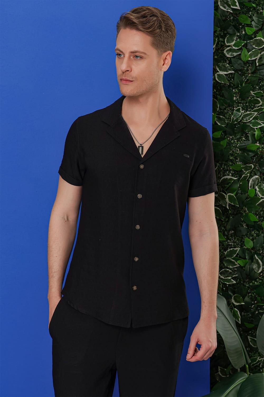 G 1549 Slim Fit Siyah Klasik Gömlek