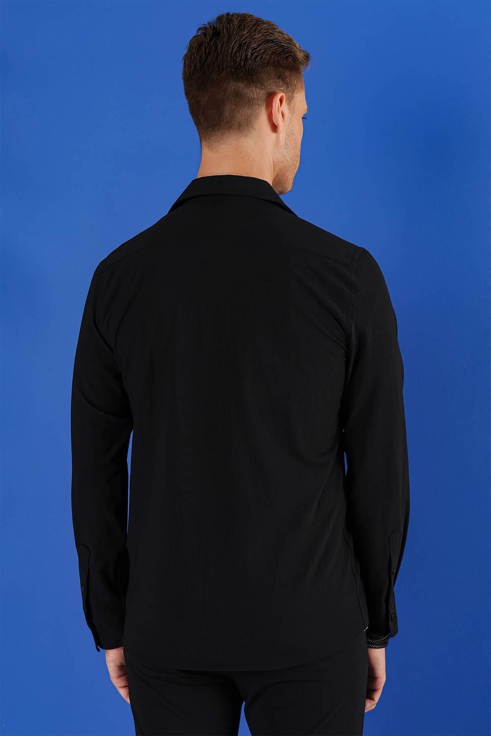 G 1553 Slim Fit Siyah Klasik Gömlek