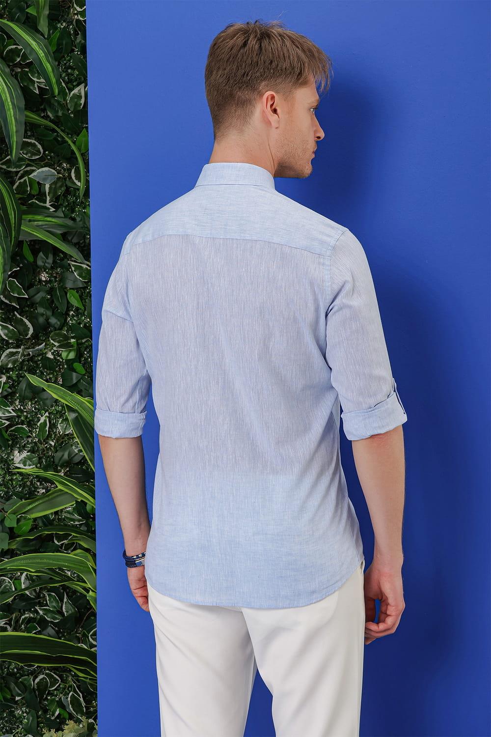 G 1554 Slim Fit Açık Mavi Klasik Gömlek