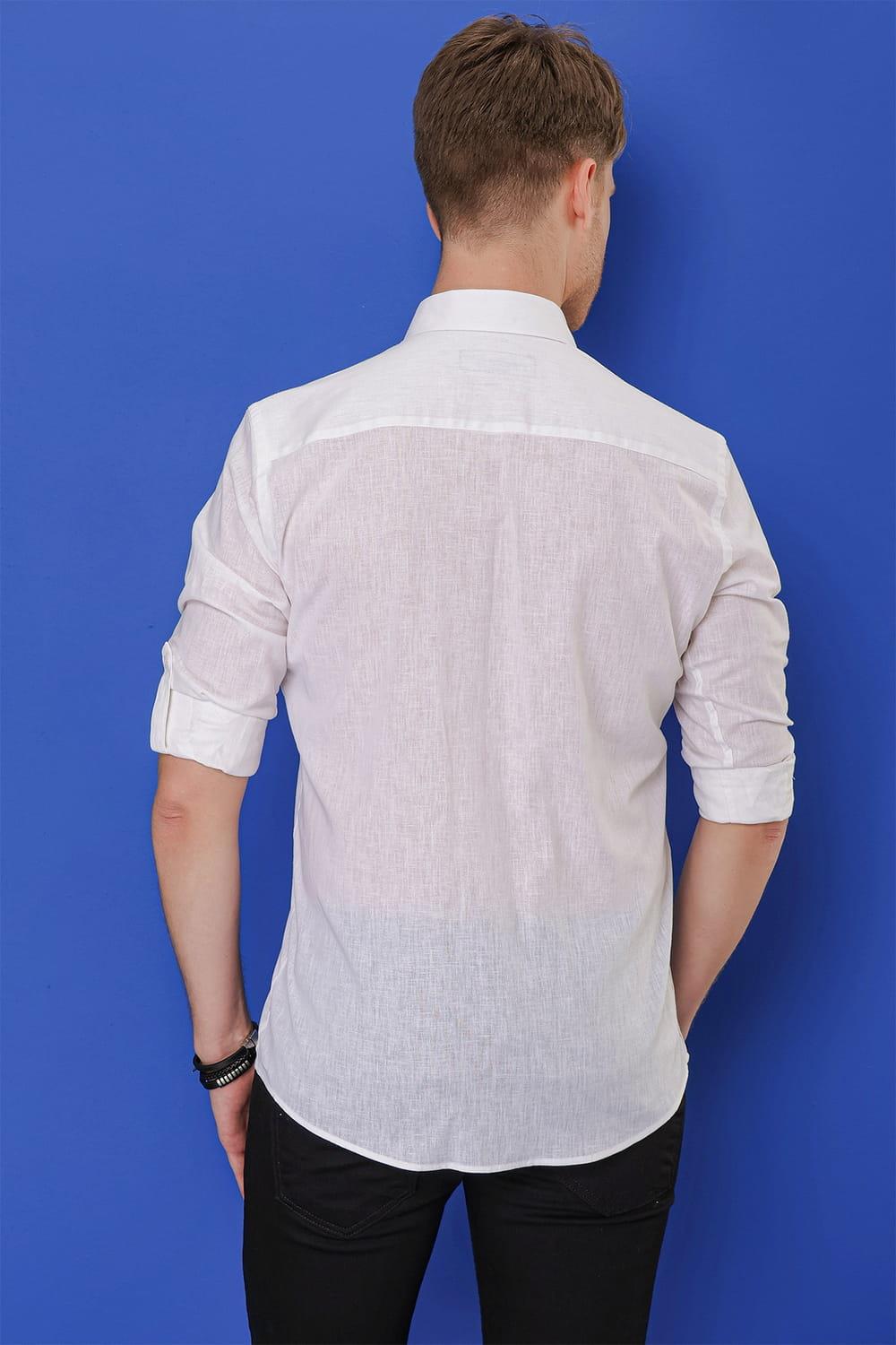 G 1554 Slim Fit Beyaz Klasik Gömlek